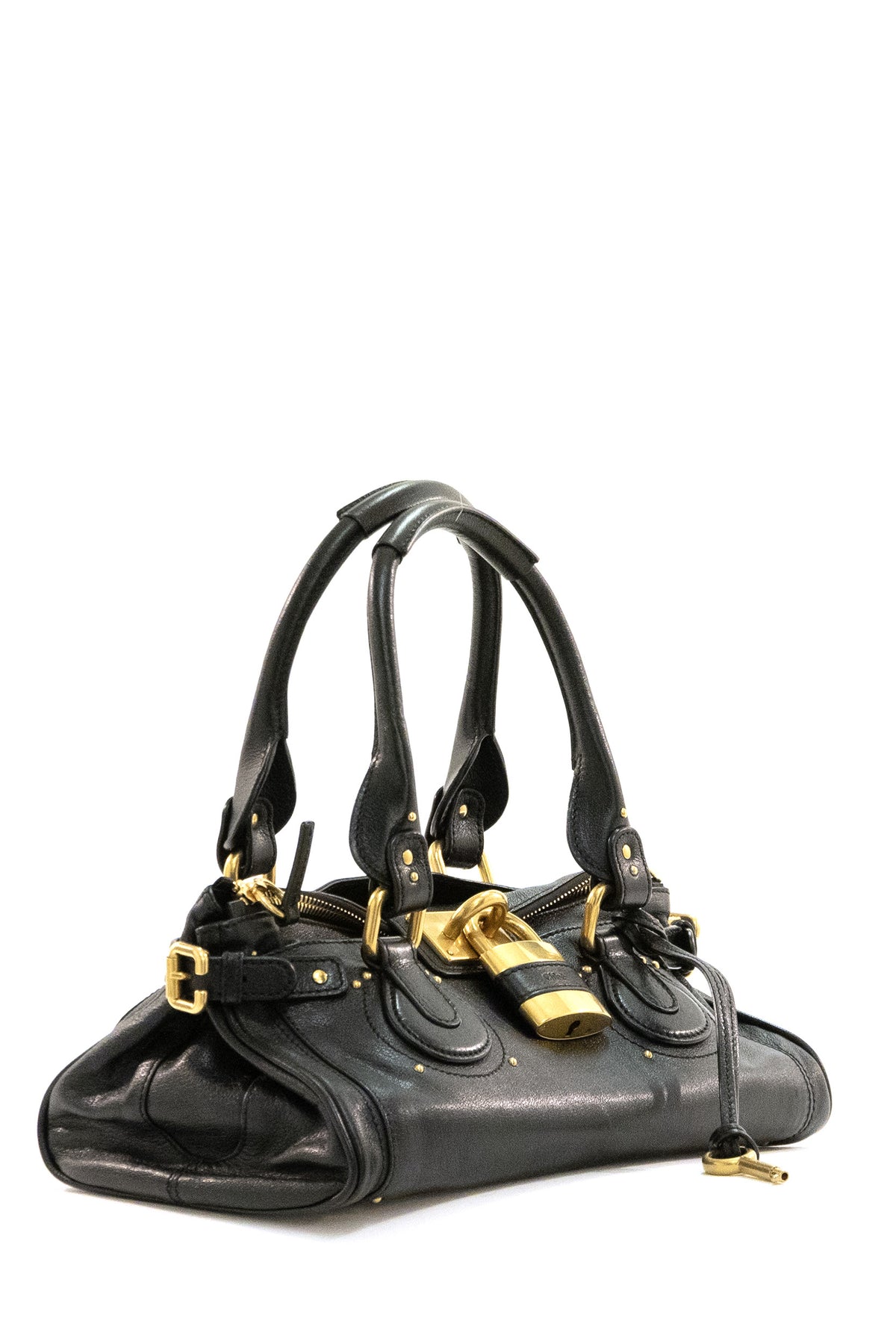 CHLOE' Borsa Paddington in Pelle Granata, Nero, view 2