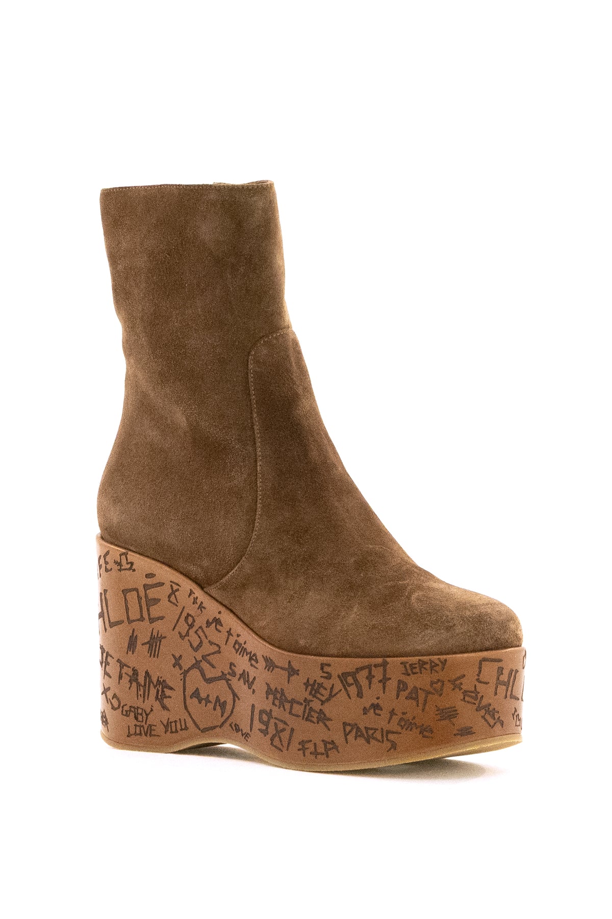 CHLOE' Stivaletti Maxime in suede di colore marrone, view 2