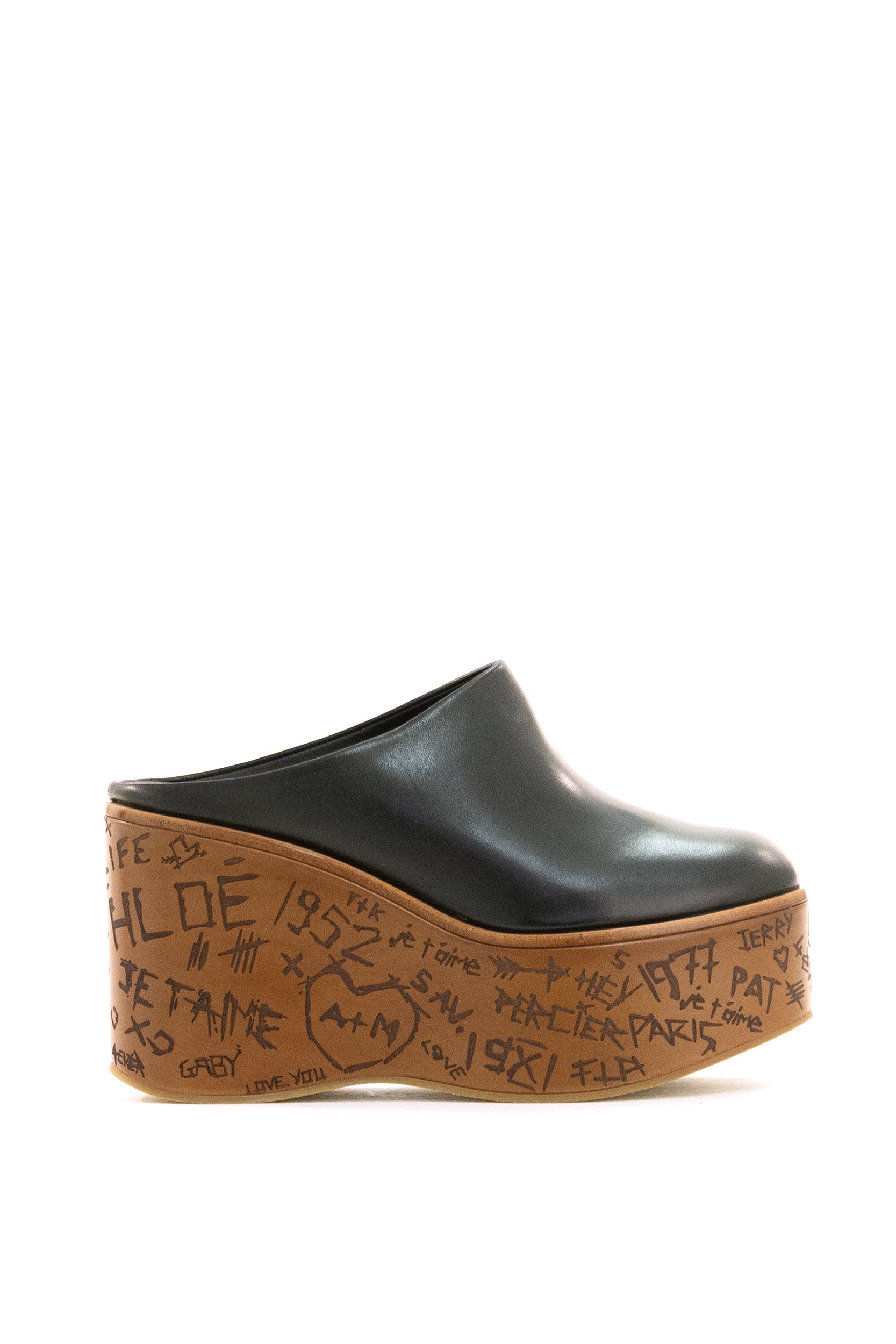 CHLOE' Sabot Maxime in Pelle con Zeppa, Nero