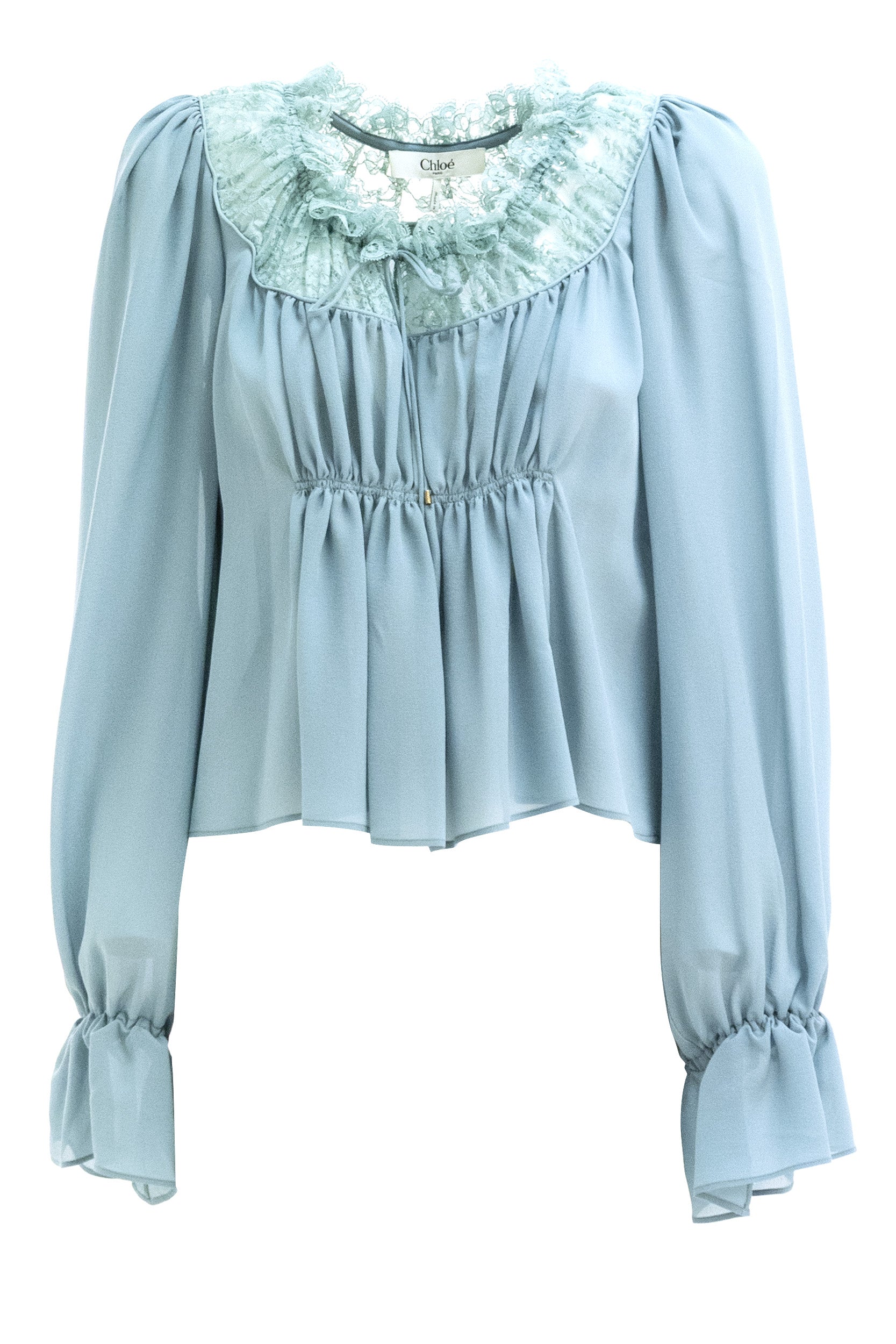 Blusa in georgette di seta di colore azzurro<BR/> 26AHT87002 44R CHLOE' 
