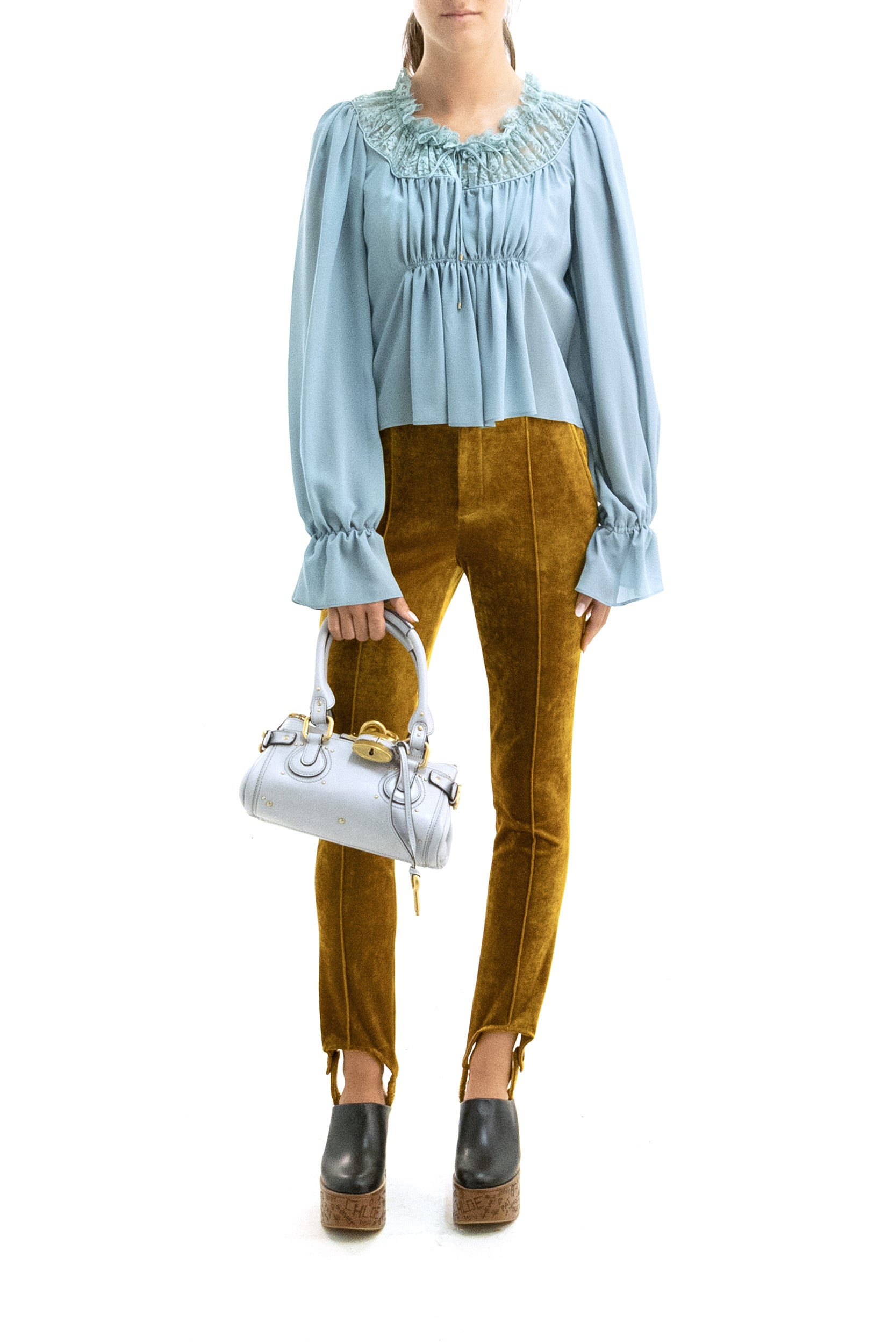 Pantaloni in velluto color ocra<BR/> 26APA14982 213 CHLOE' 