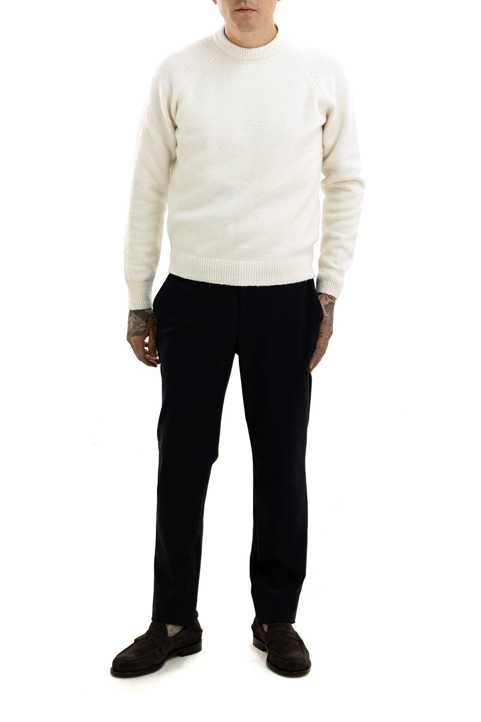 Maglione Chester in cotone di colore bianco S.M05.CHESTER 1854 102 CRUNA 