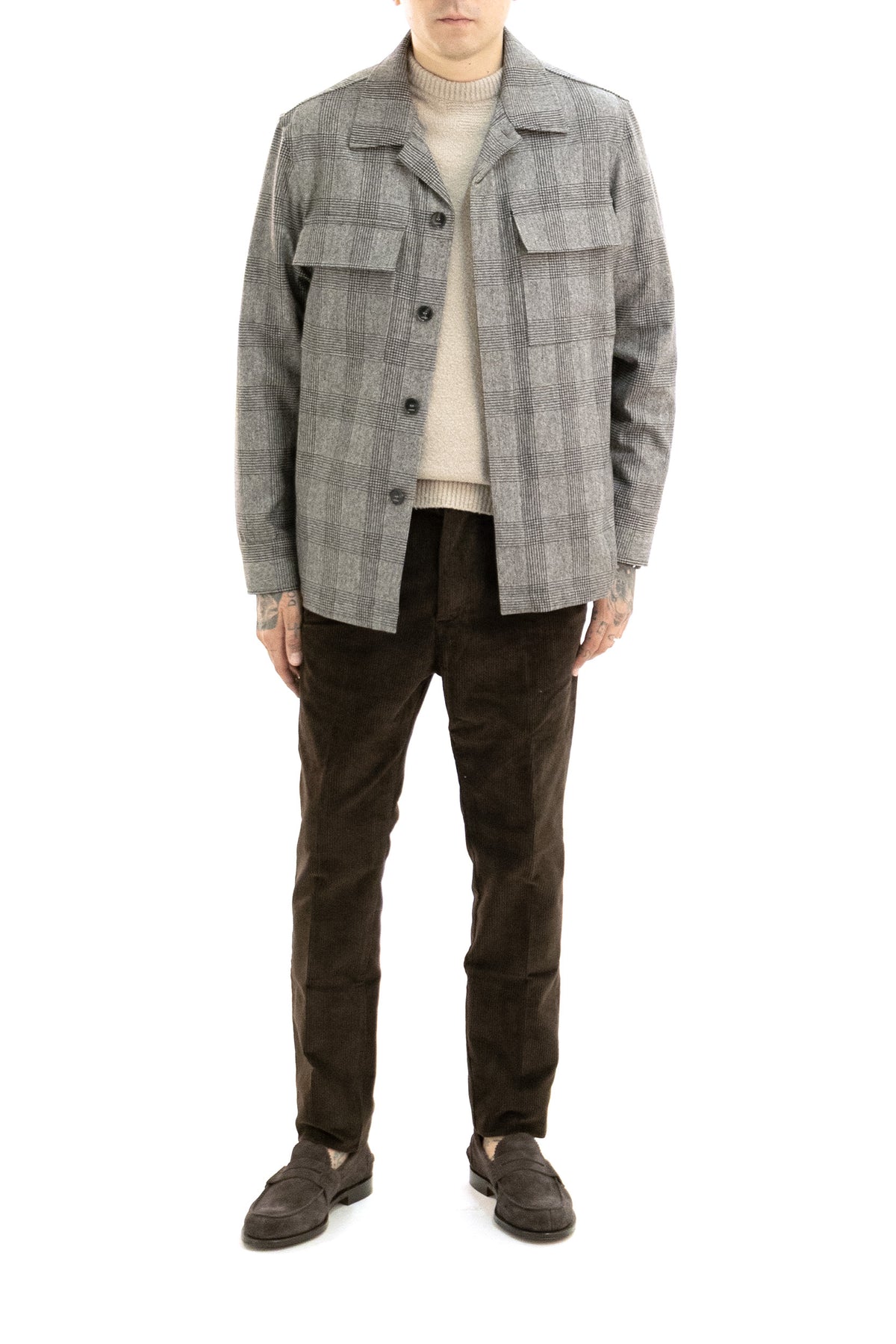 CRUNA Overshirt Bruges in lana di colore tortora, vista 2