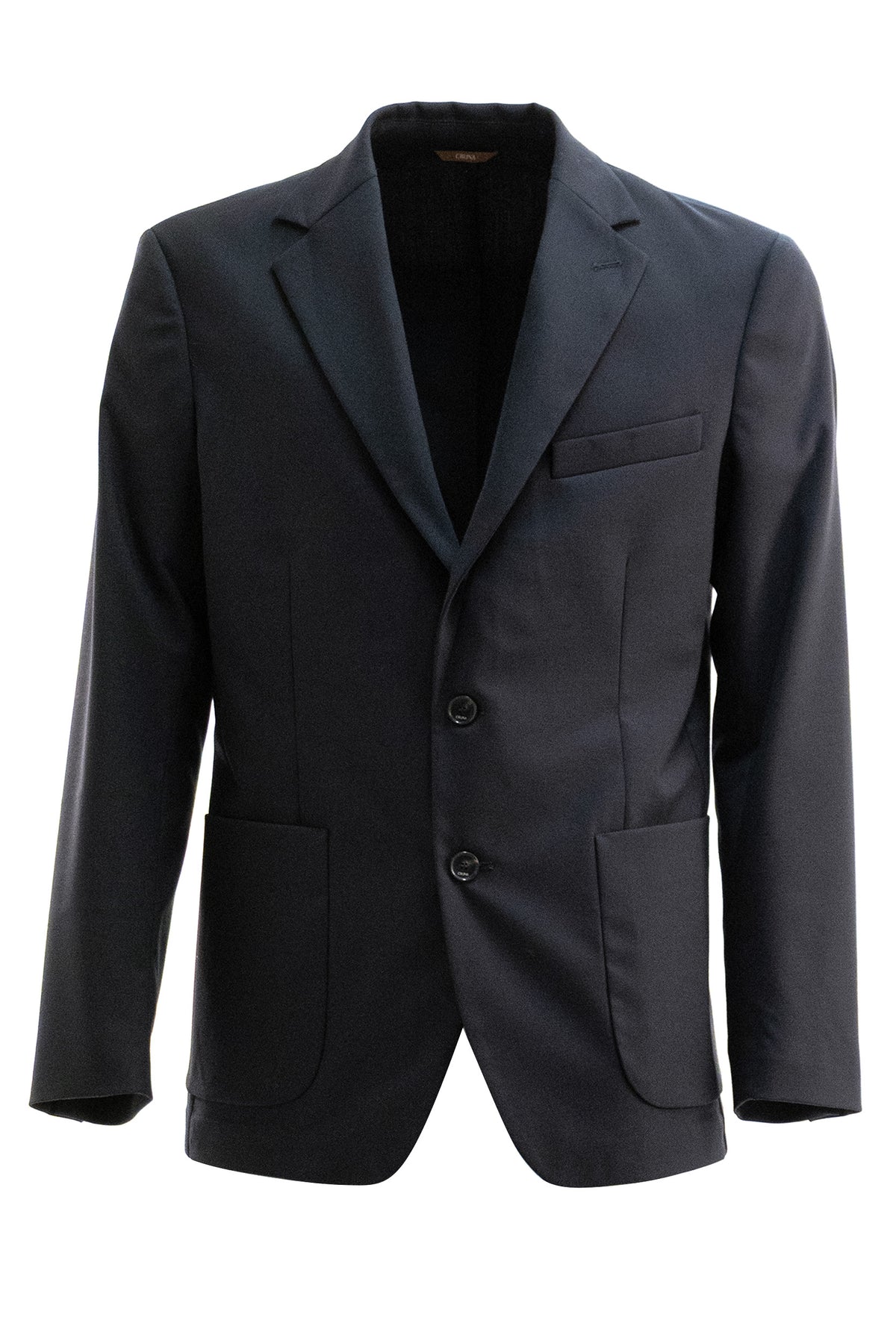 CRUNA Giacca doppiopetto in lana stretch di color blu scuro