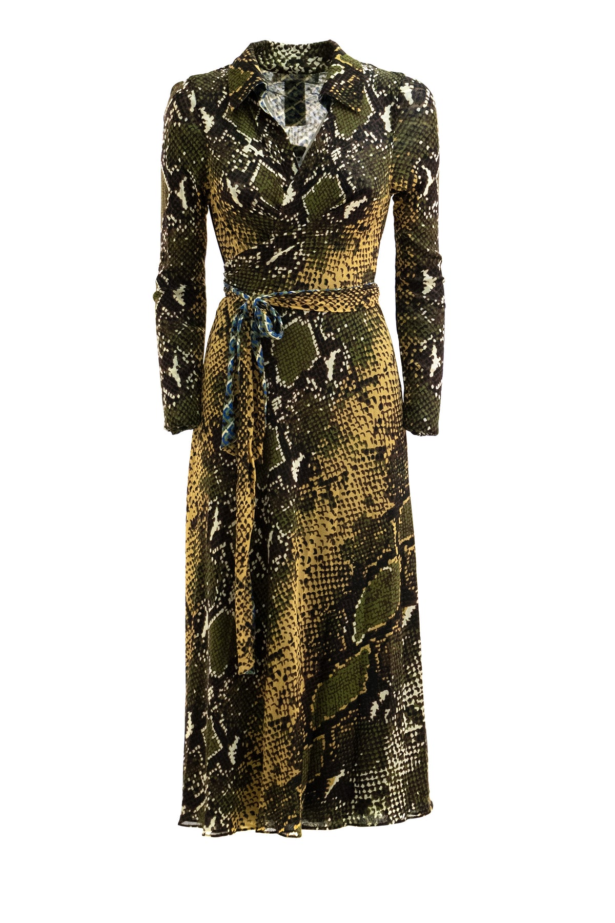 DIANE VON FURSTENBERG Abito midi in nylon di colore verde, vista 3