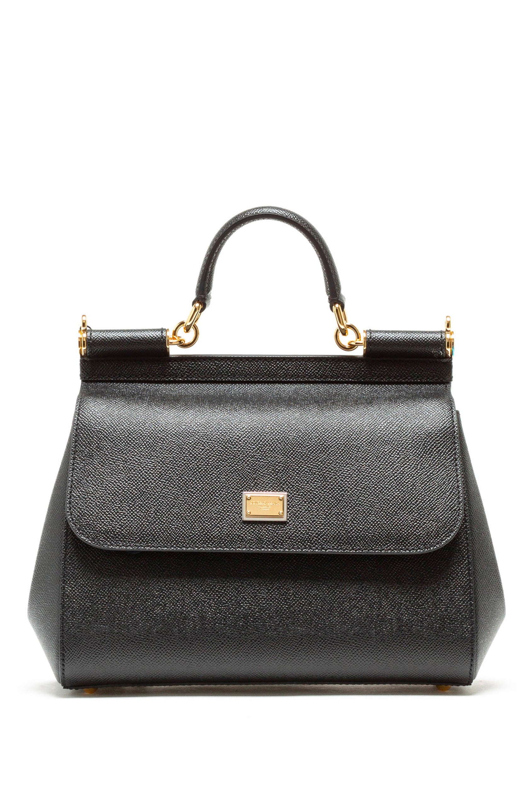 Borsa Sicily Grande a mano in pelle Dauphine color nero<BR/> BB6002 B1001 80999 DOLCE & GABBANA 