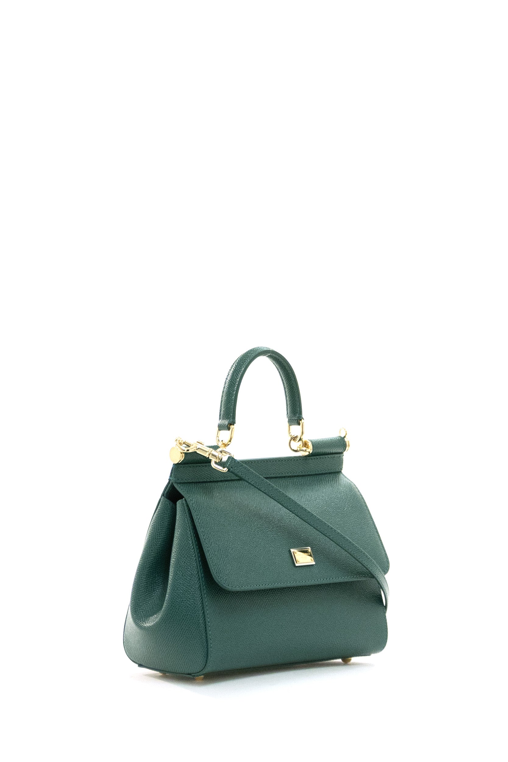 Borsa Sicily piccola in pelle Dauphine di colore verde<BR/> BB6003 B1001 87174 DOLCE & GABBANA 