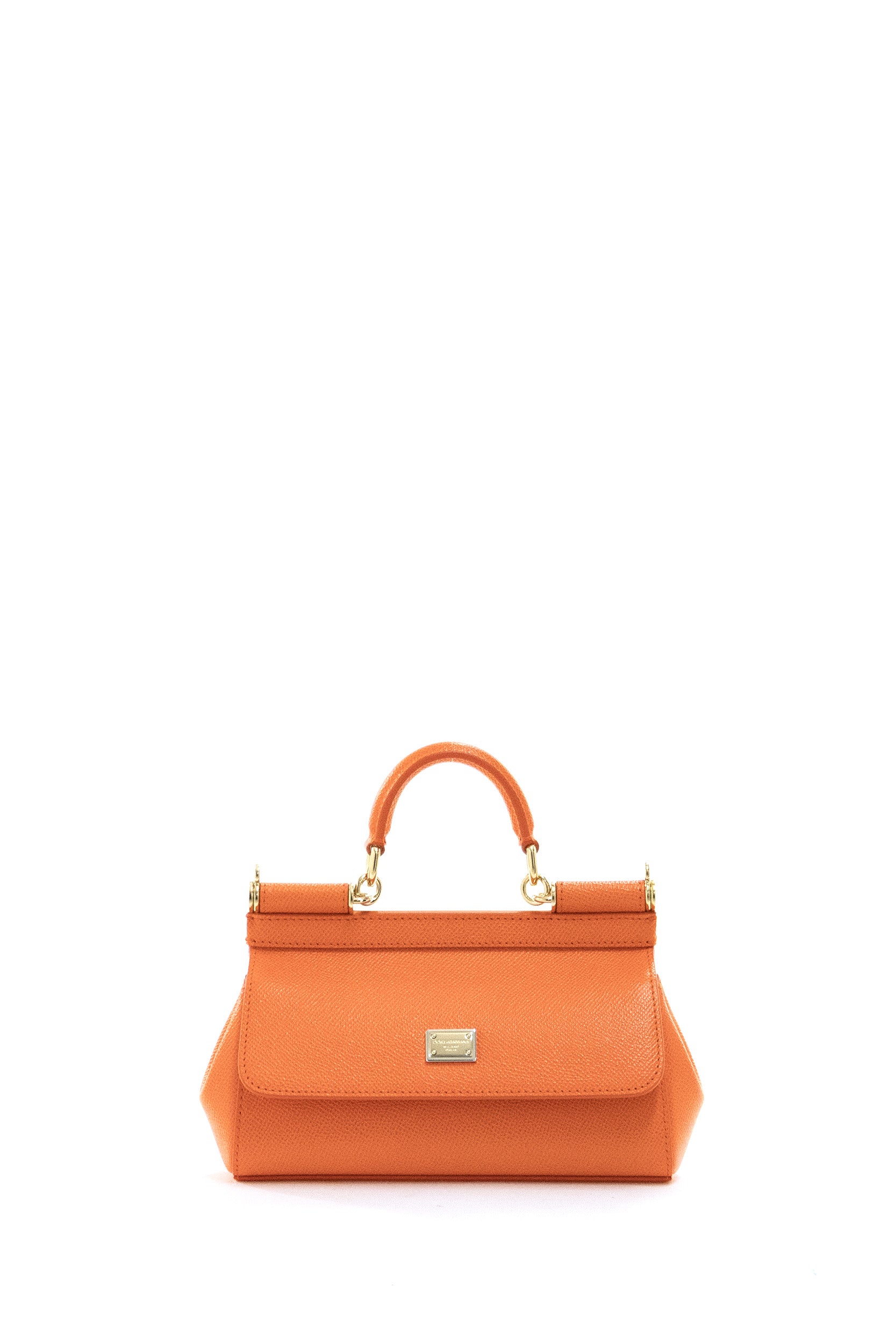 Borsa Sicily small in pelle Dauphine di colore arancione <BR/> BB7116 B1001 81166 DOLCE & GABBANA 