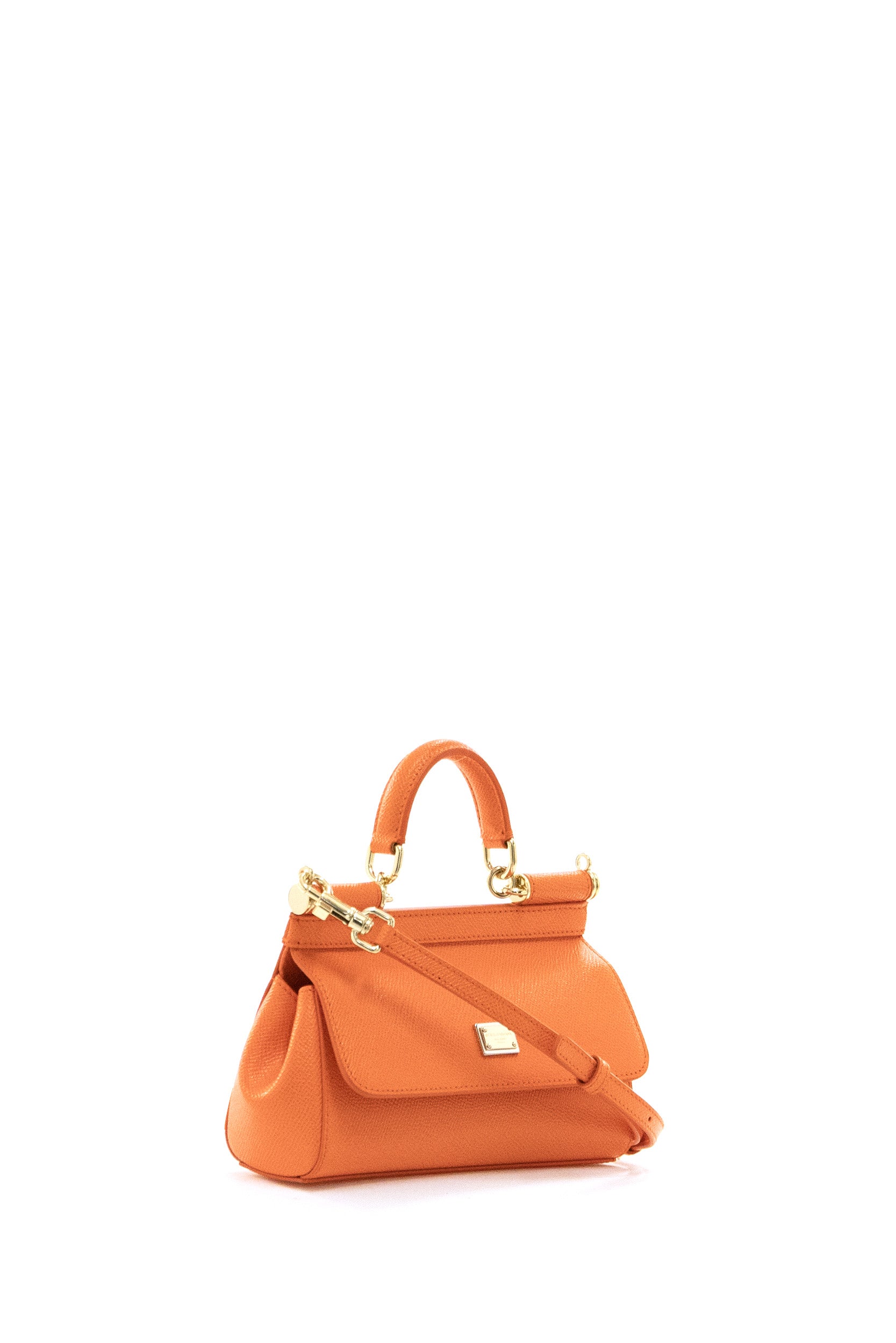 Borsa Sicily small in pelle Dauphine di colore arancione <BR/> BB7116 B1001 81166 DOLCE & GABBANA 