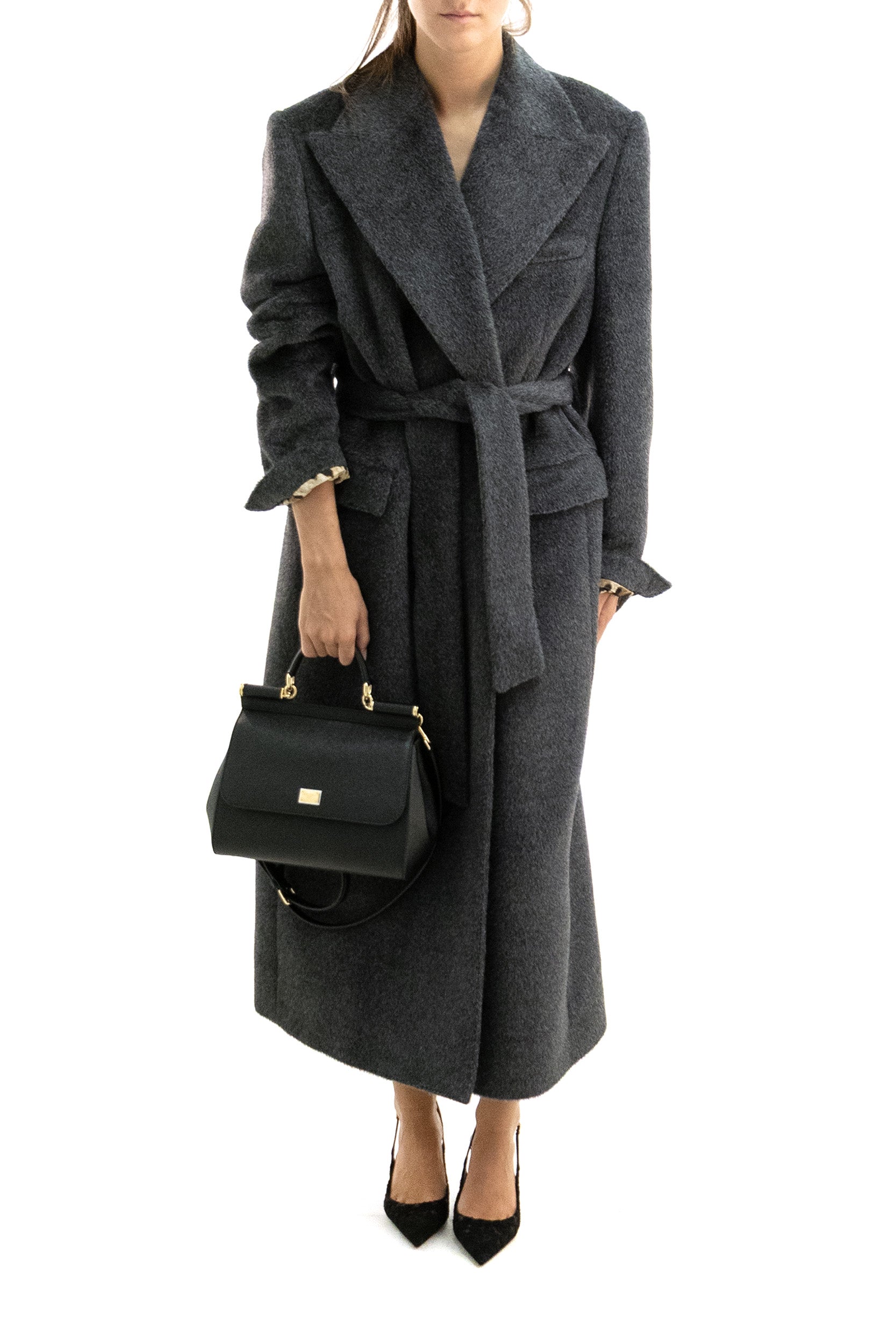 Cappotto monopetto in lana di color grigio   <BR/> F0W2TT HU2A6 S8291 DOLCE & GABBANA 