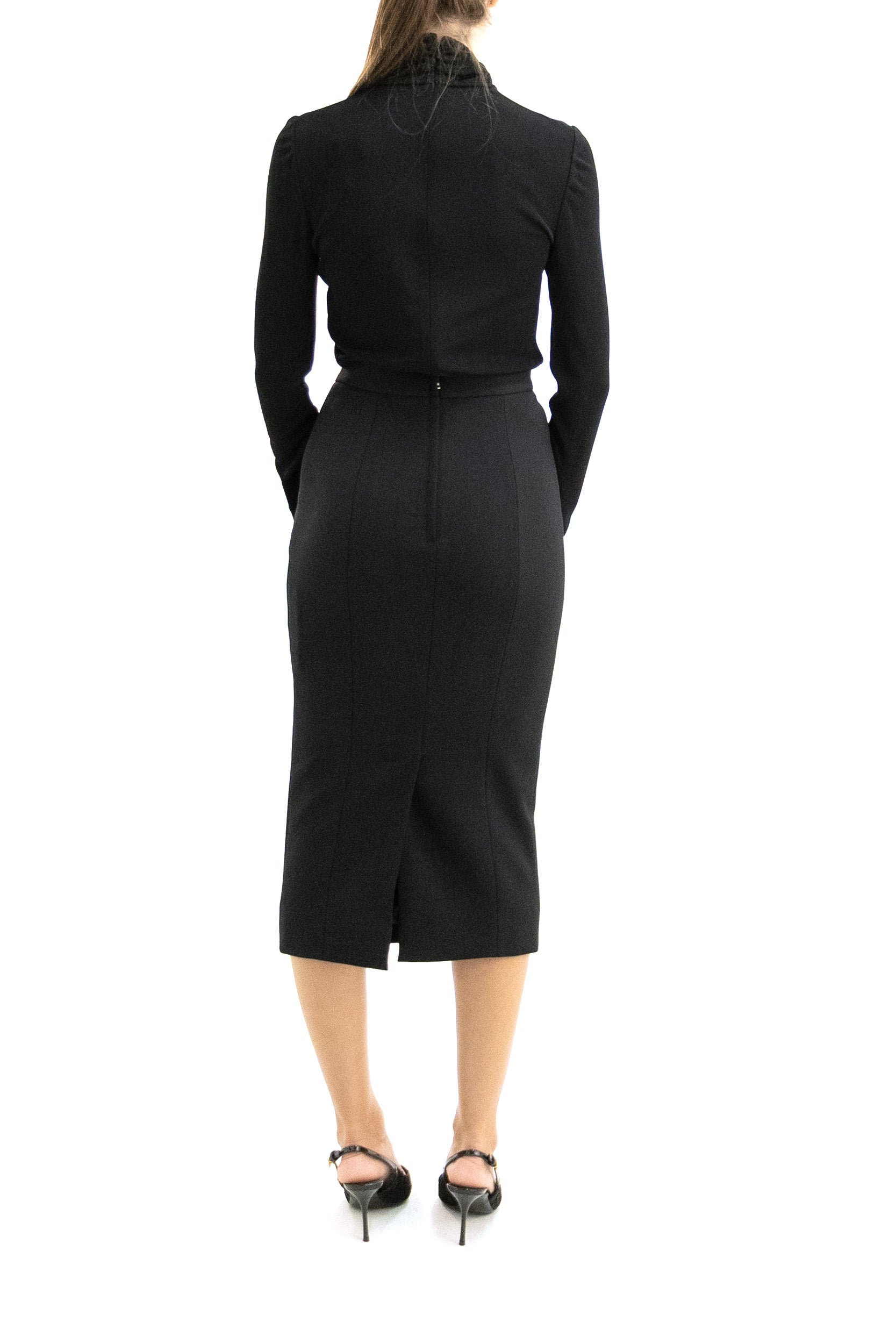 Gonna a tubino in lana di colore nero<BR/> F4DEJT FUBCE N0000 DOLCE & GABBANA 