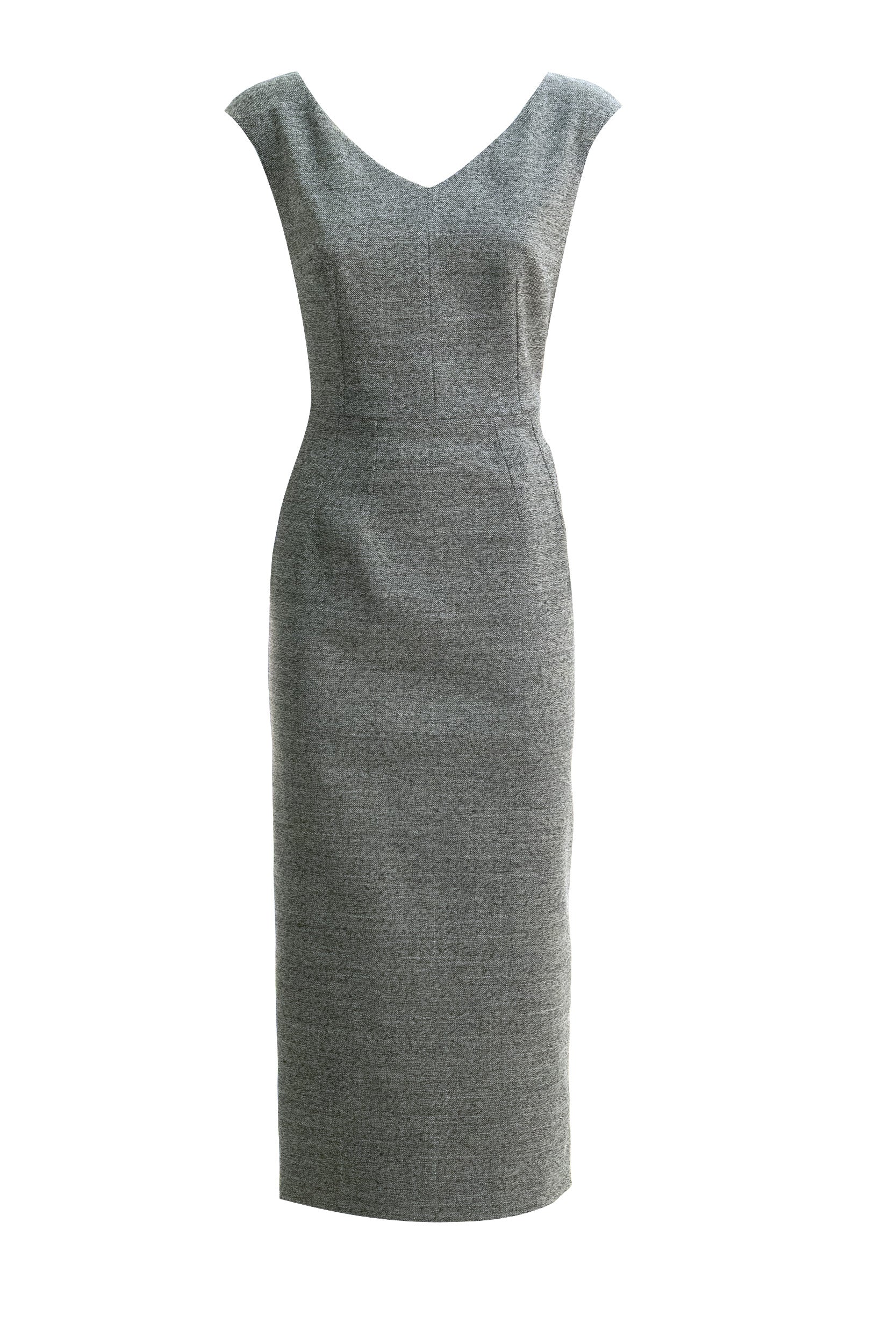 Abito a tubino in lana puntinato di colore grigio<BR/> F620KT FMBAS S8030 DOLCE & GABBANA 