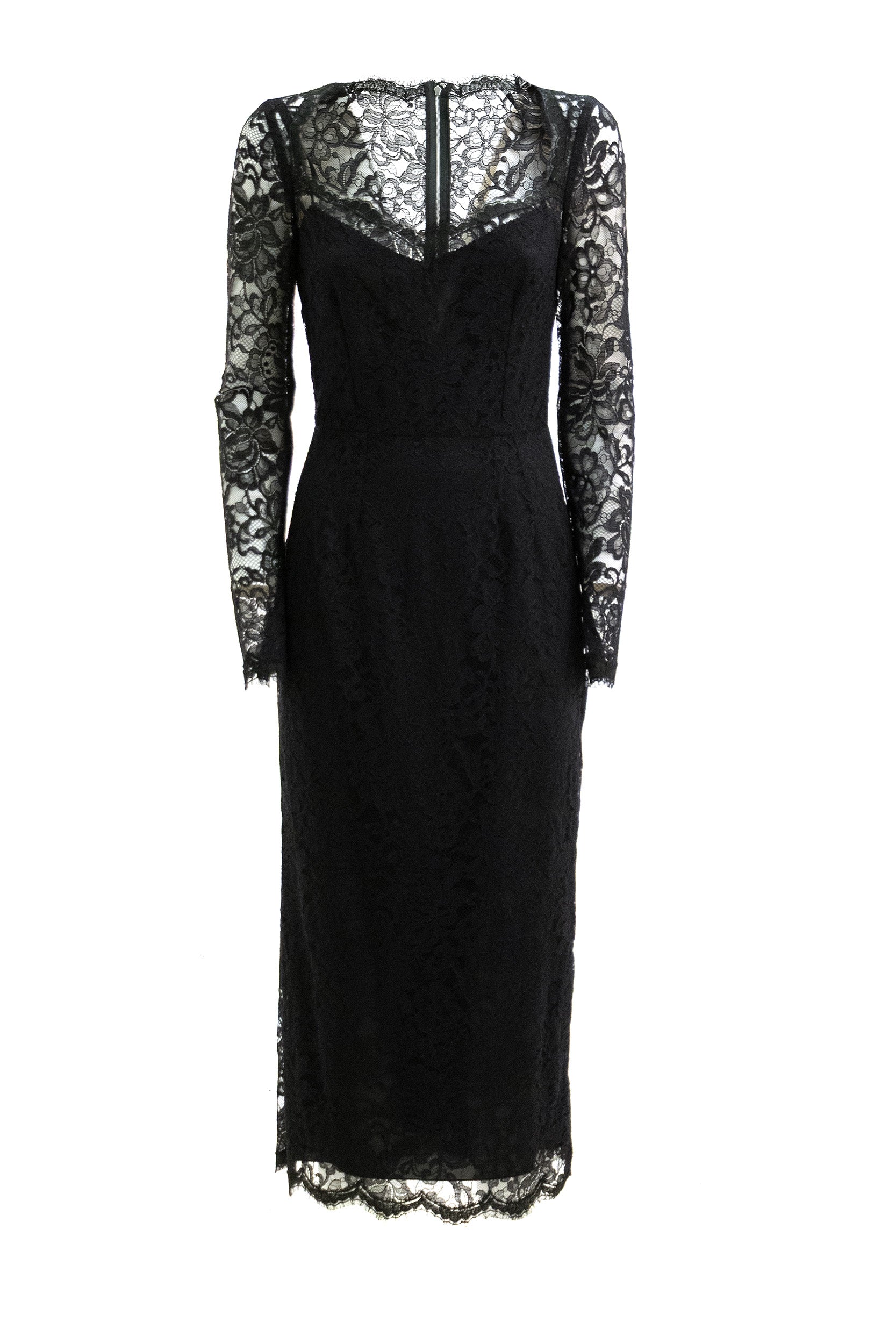 Abito in pizzo di colore nero<BR/> F6AQGT HLUAH N0000 DOLCE & GABBANA 
