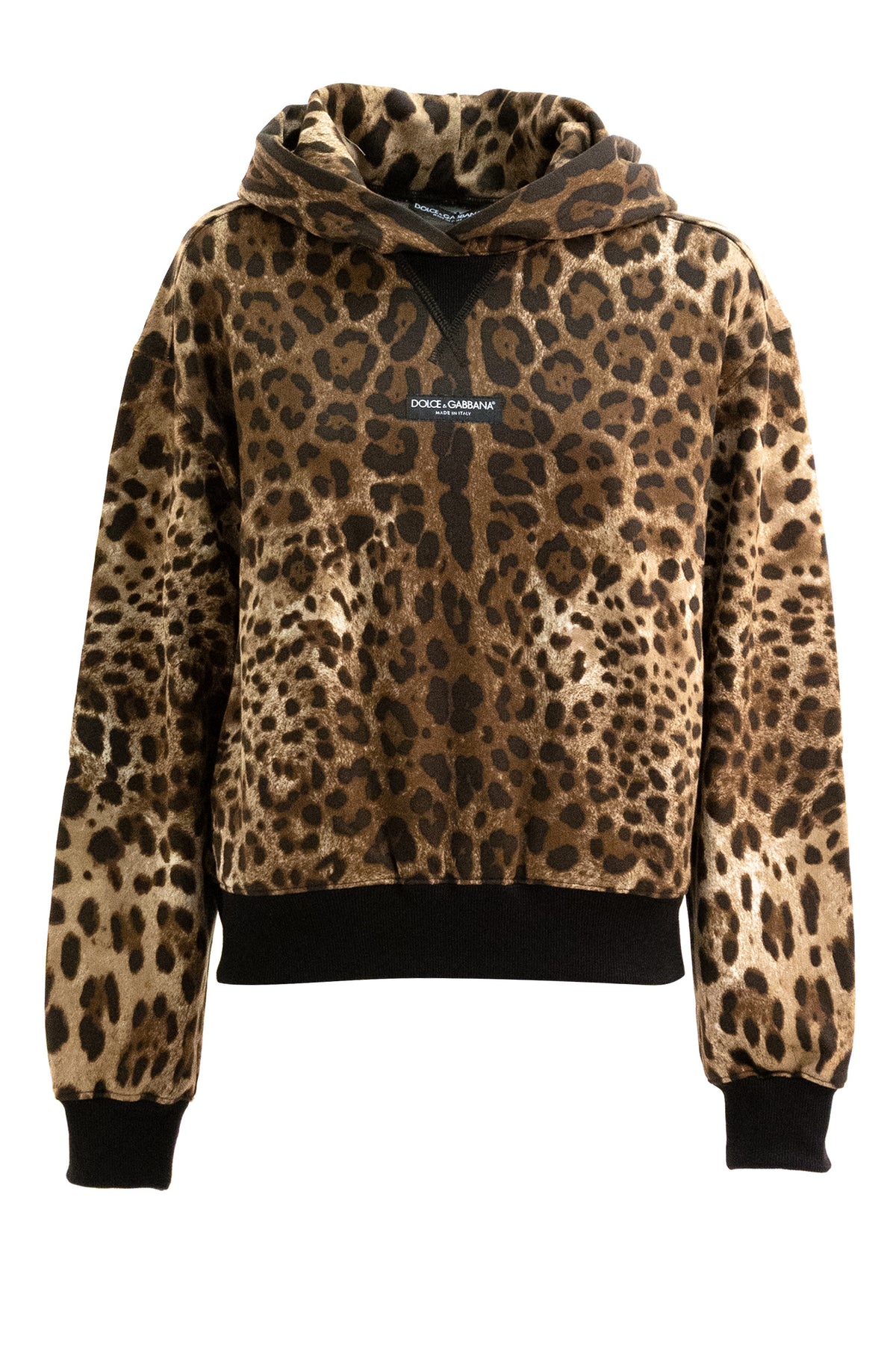 DOLCE & GABBANA Felpa in cotone in stampa leopardata, Leopardato