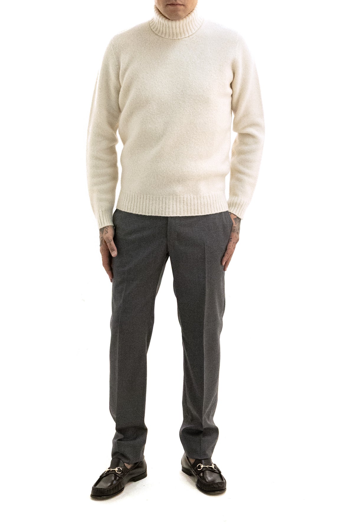 DRUMOHR Pullover in lana di colore bianco, vista 2