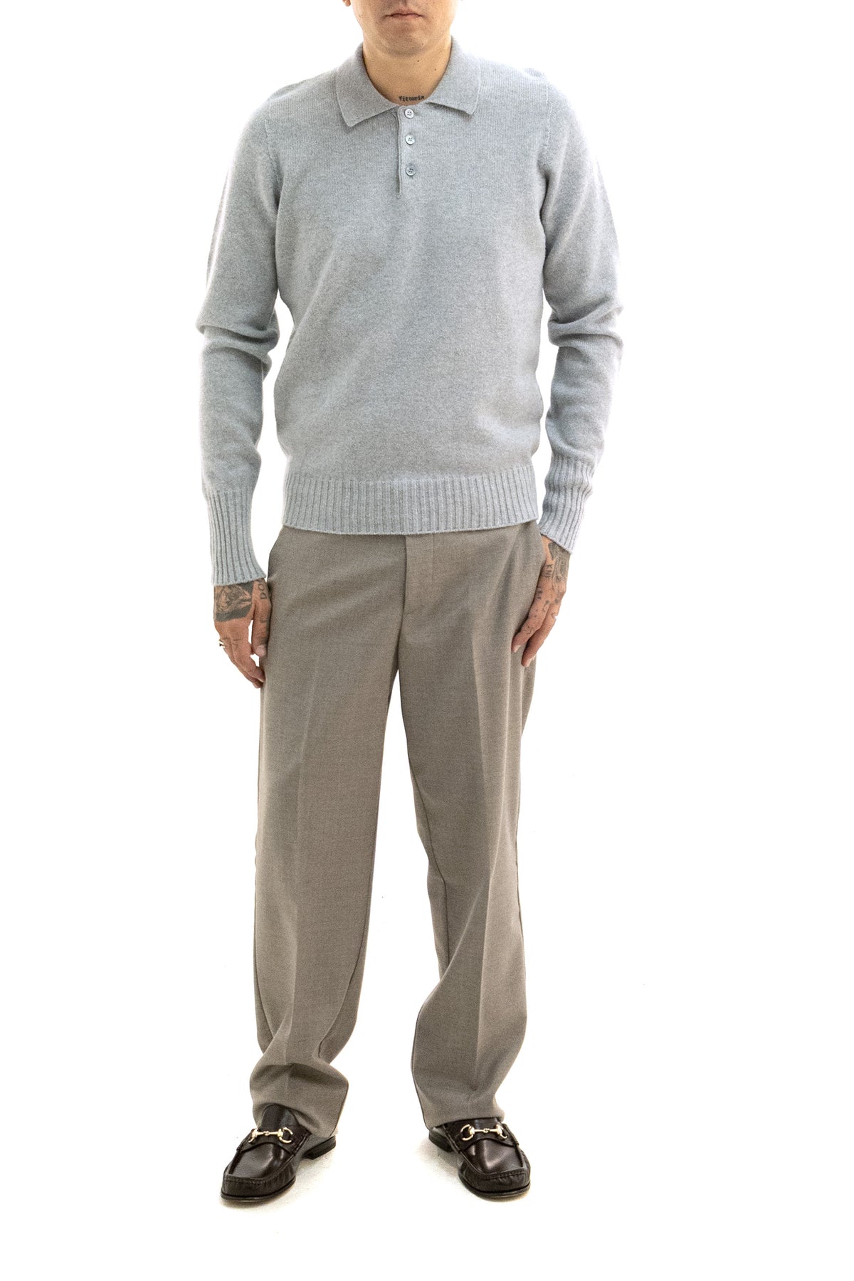 DRUMOHR Polo in lana di colore grigio, vista 2
