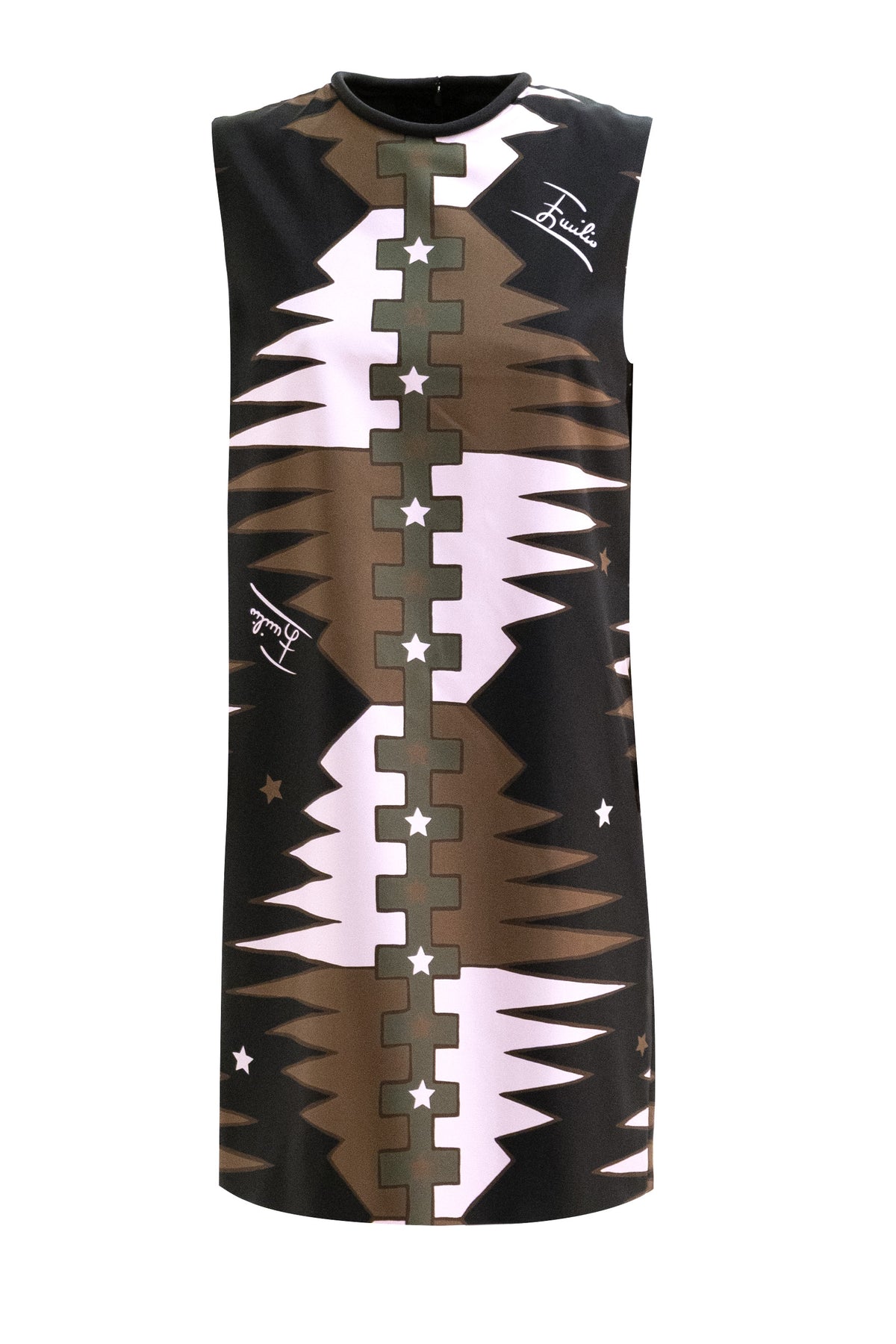 EMILIO PUCCI Abito in twill di seta con stampa Valdimontone, Multi