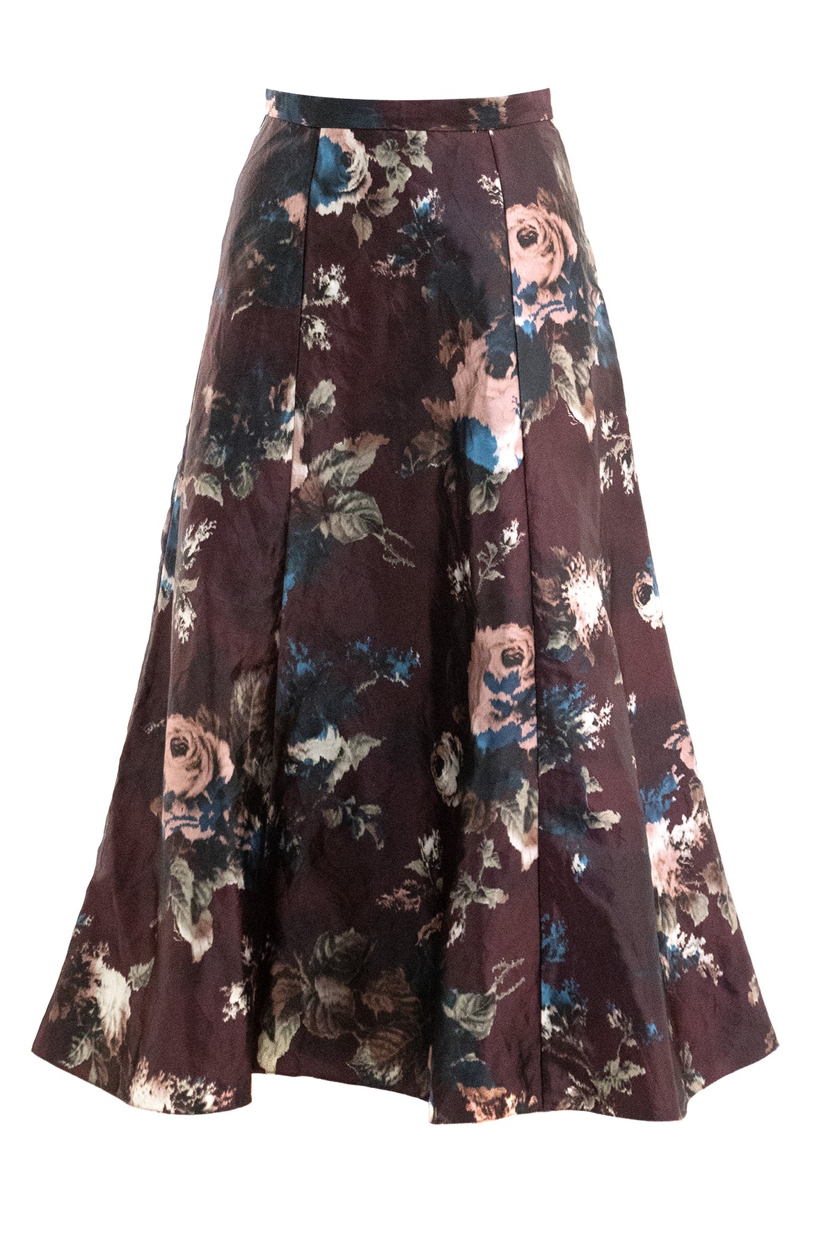 ERDEM Gonna in raso stropicciato di colore bordeaux