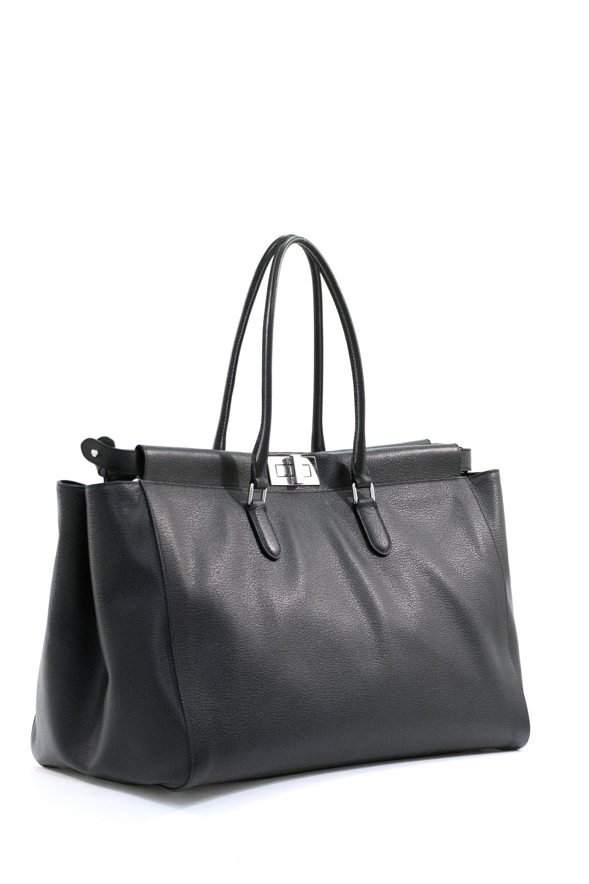 FENDI Borsa a spalla Peekaboo Large in pelle di colore nero, vista 2