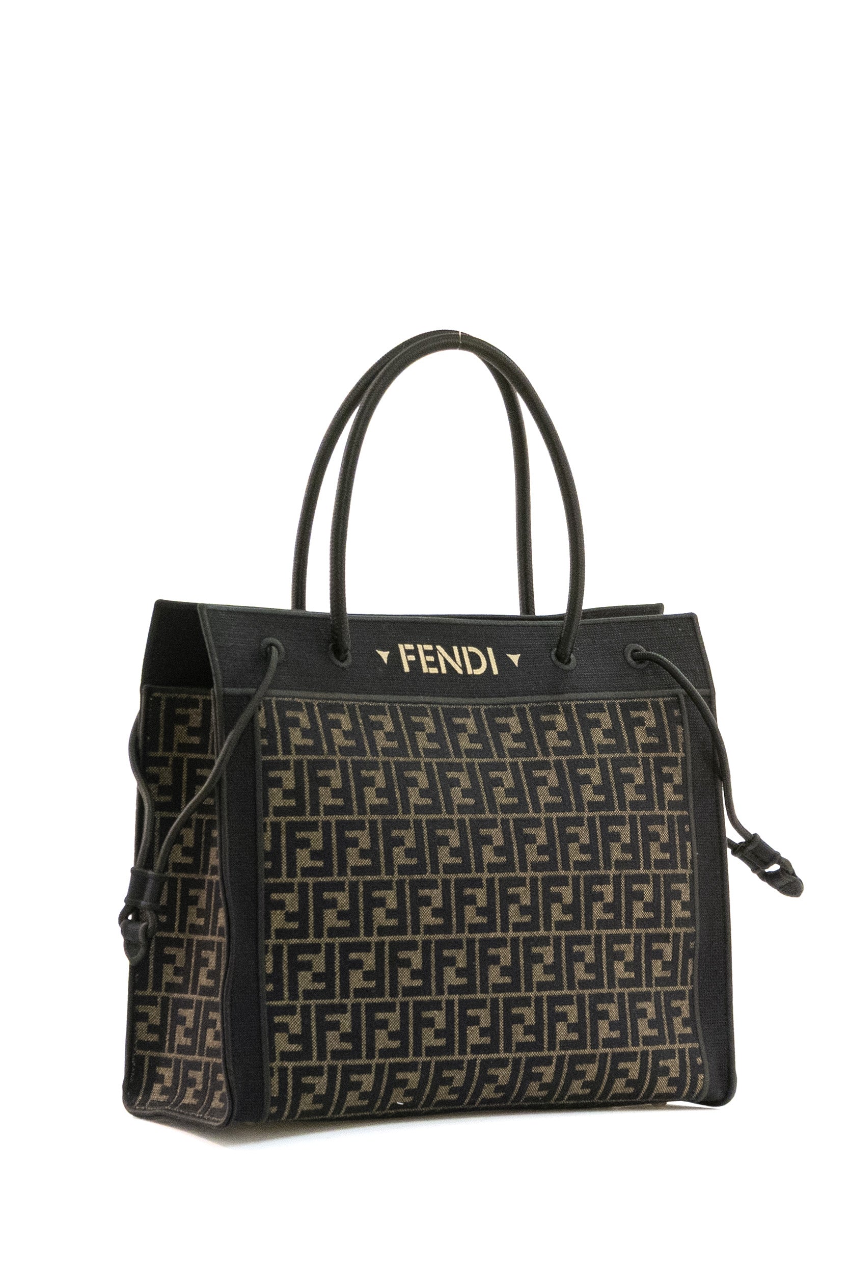 Borsa shopper Fendi Magic Large in tessuto ricamato con motivo FF color marrone e nero<BR/> 8BH379 B1K0 F0VAT FENDI 