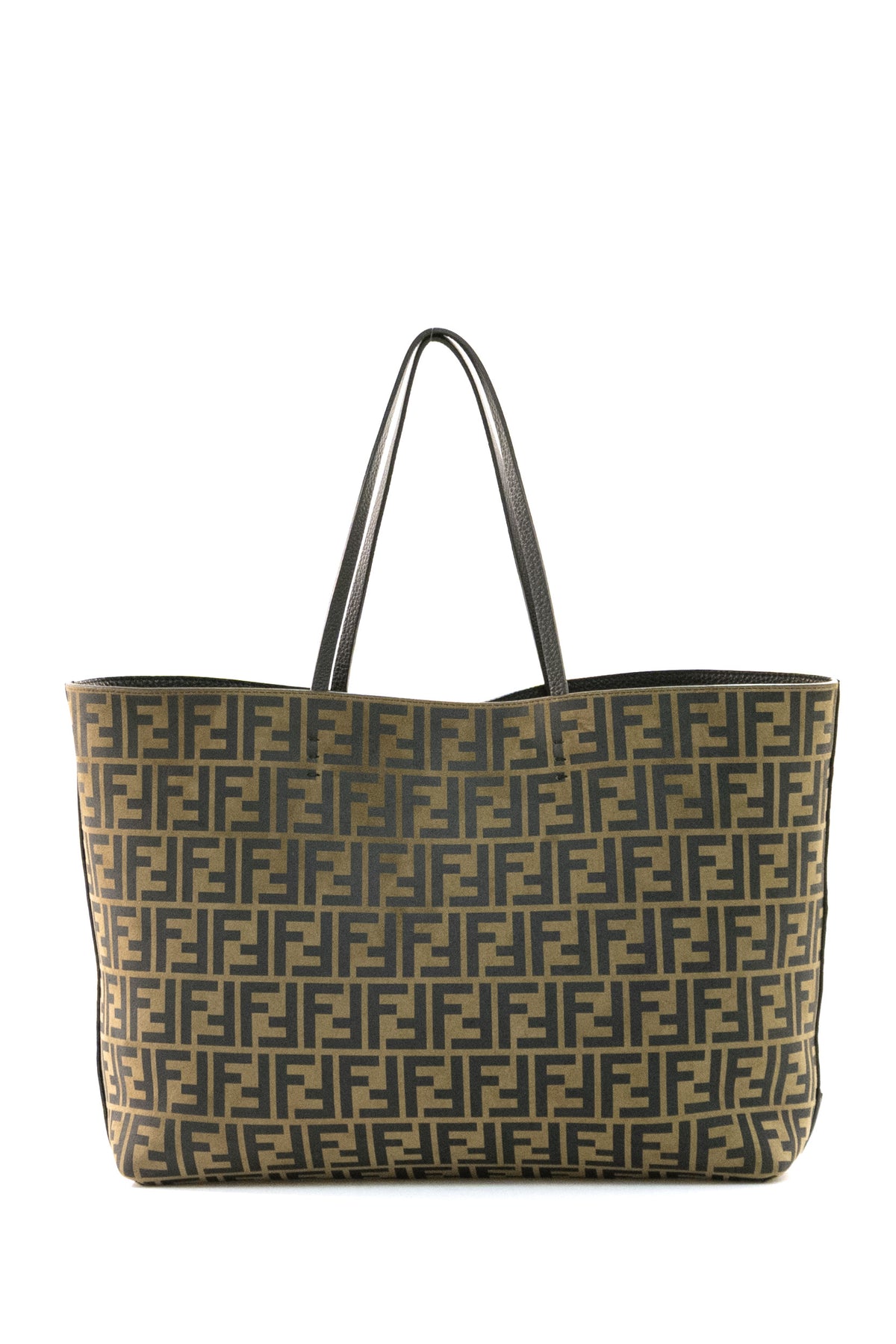 FENDI Shopper Media in Cuoio Romano, Nero, vista 3