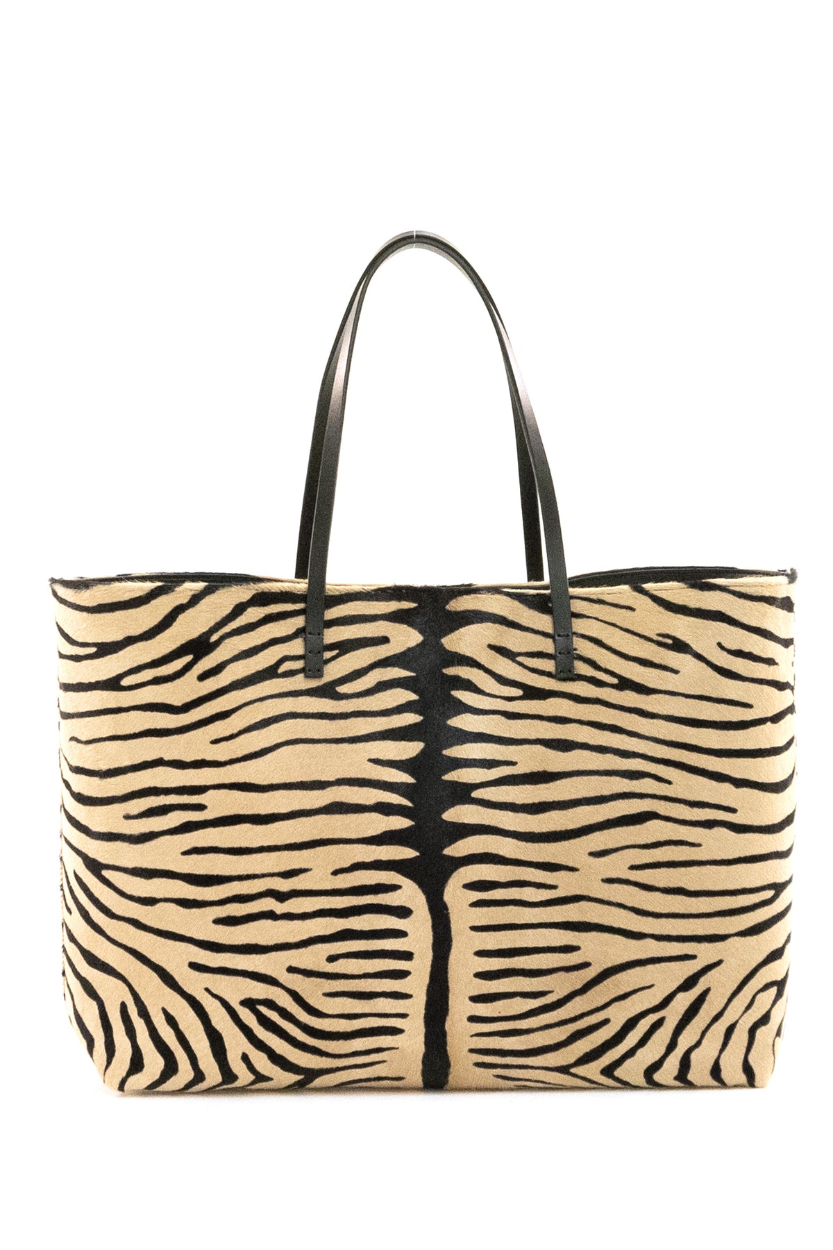 FENDI Beige and black tiger-print pony hair Medium Roll Bag, Nero/beige
