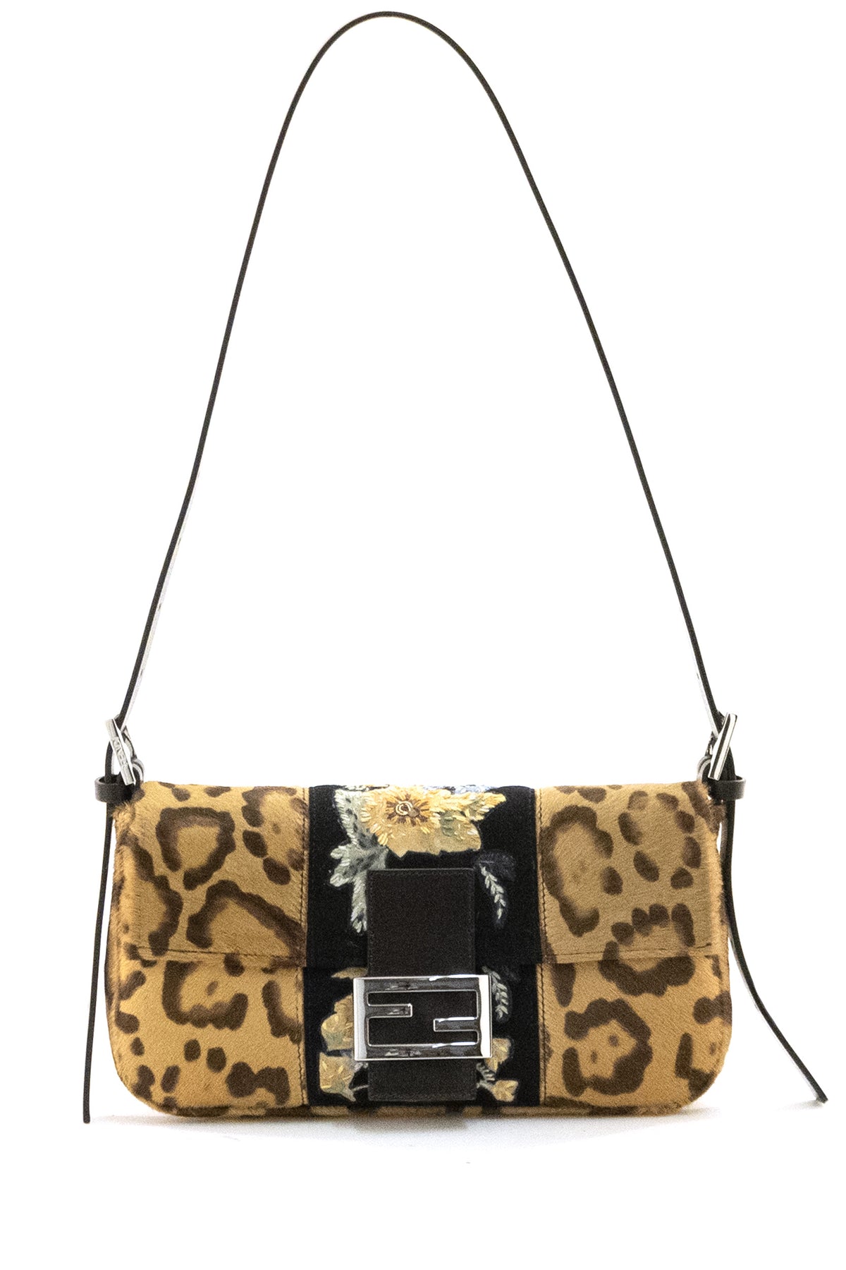 FENDI Borsa Baguette® 26424 in effetto cavallino stampa giaguaro con ricamo, Beige/marrone, vista 3