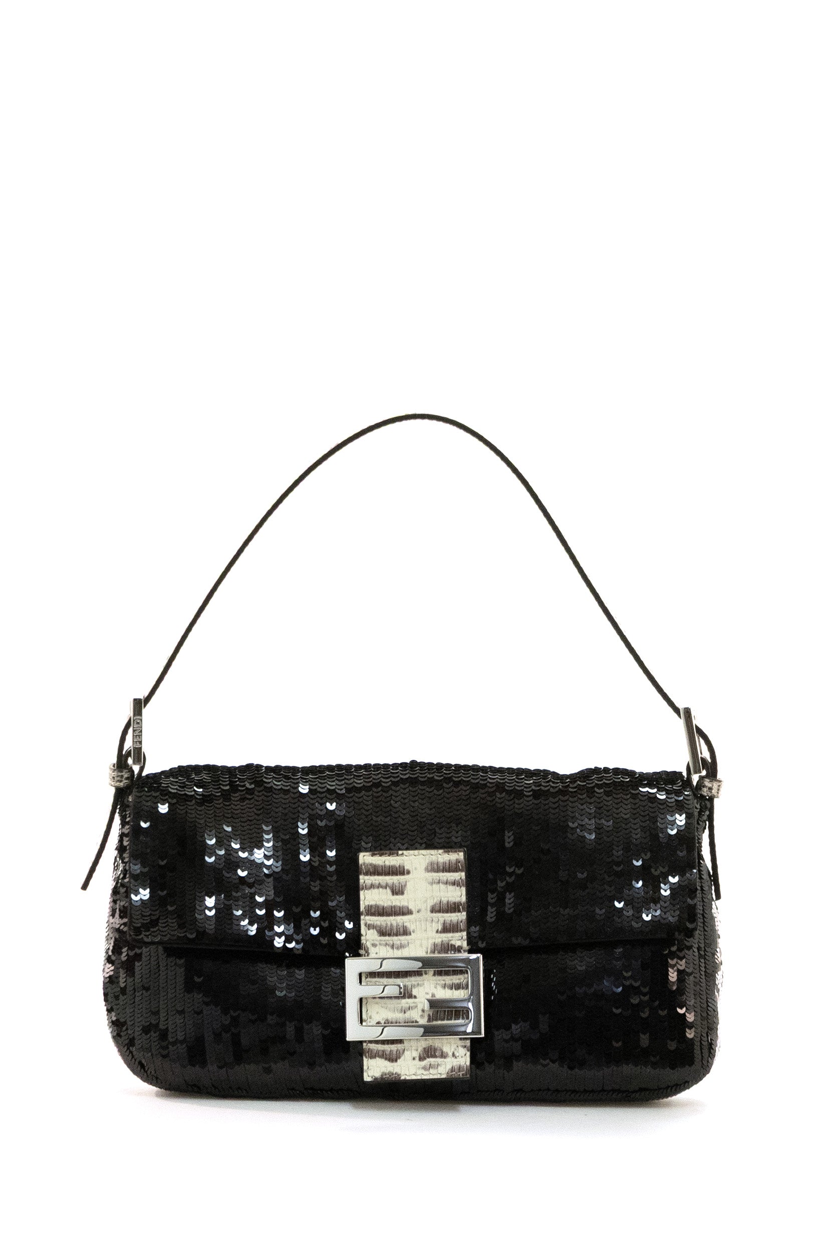 Baguette 26424 in organza e paillettes di colore nero<BR/> 8BR850 B20L F1XR1 FENDI 