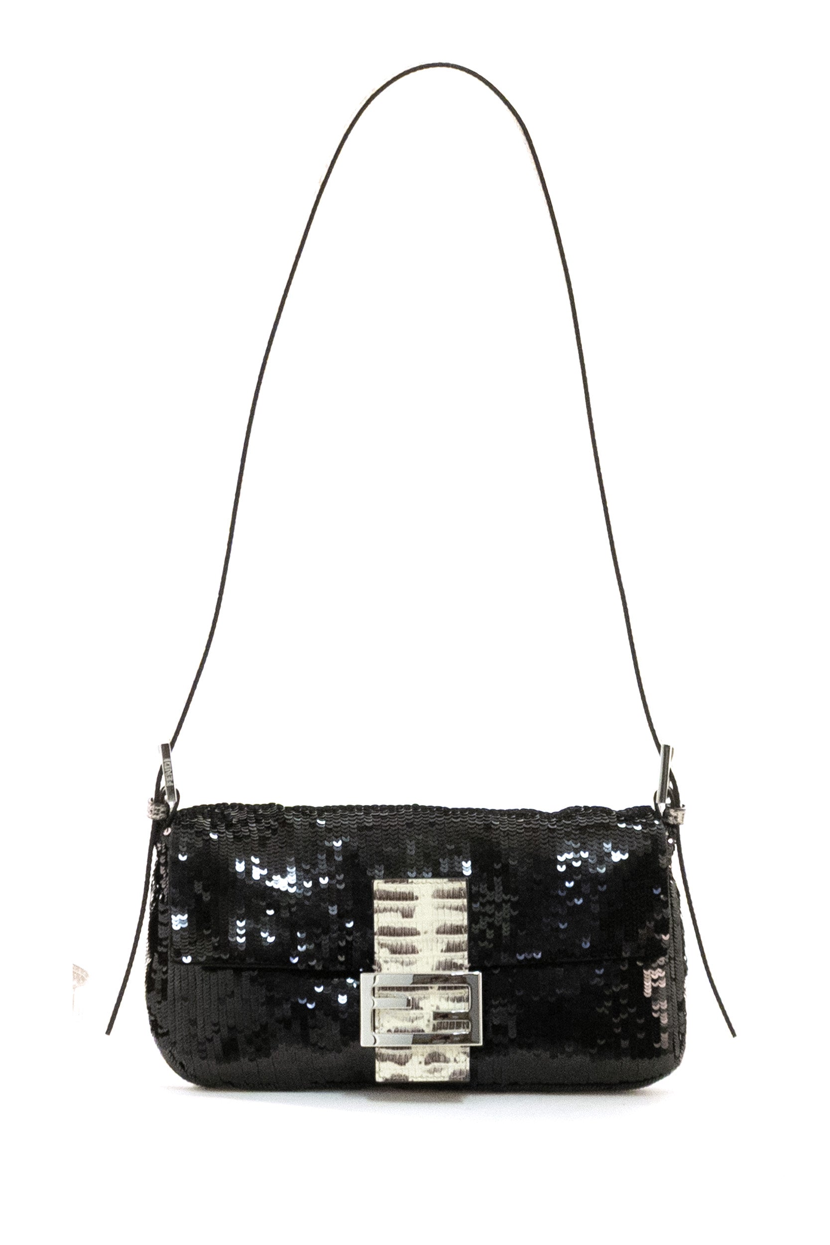 Baguette 26424 in organza e paillettes di colore nero<BR/> 8BR850 B20L F1XR1 FENDI 
