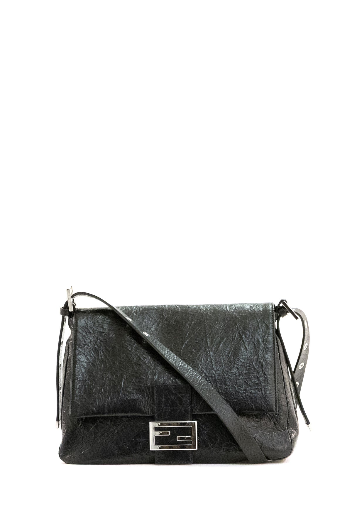 FENDI Borsa Flap 26235 in pelle di colore nero