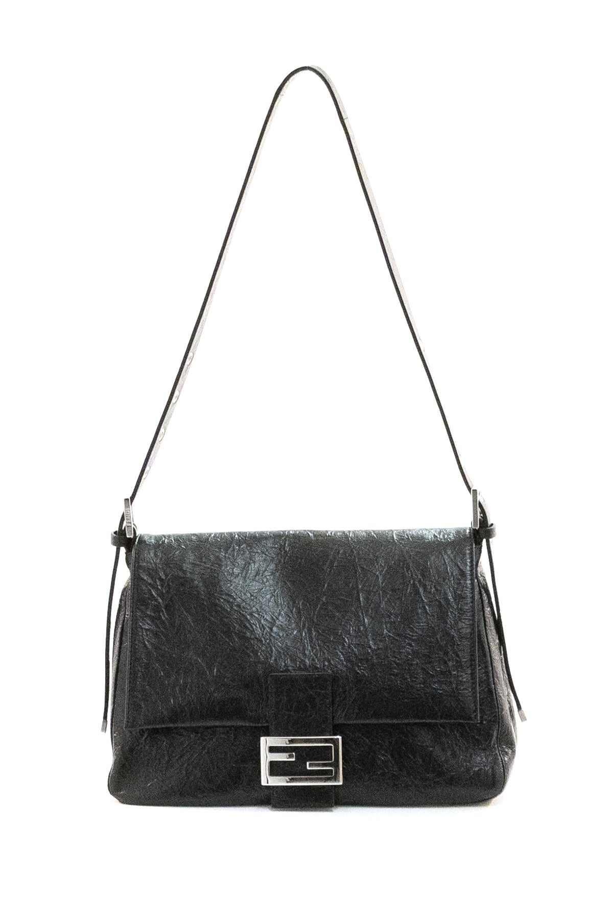 FENDI Borsa Flap 26235 in pelle di colore nero, vista 3