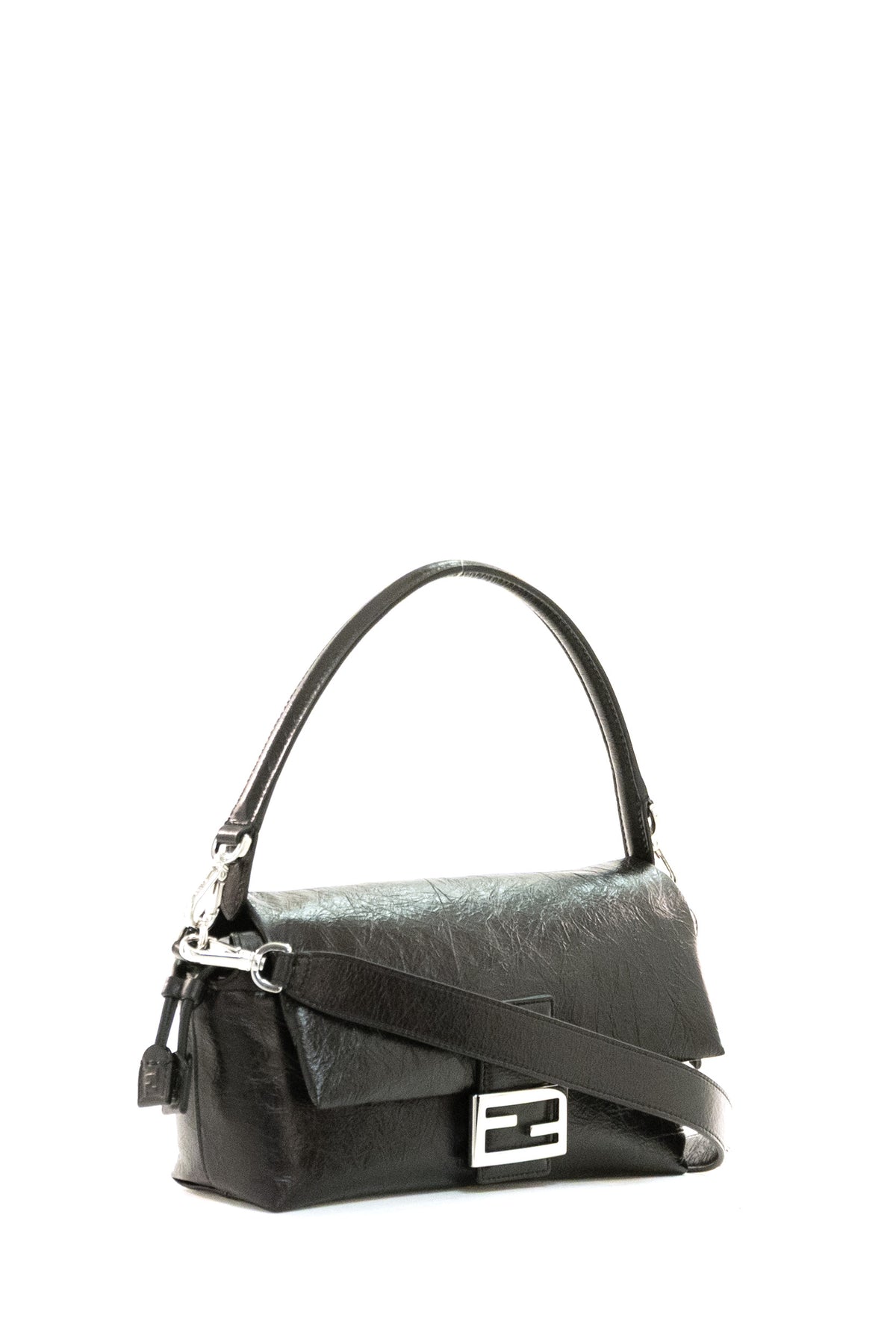 FENDI Baguette® Soft Medium Leather Bag, Black, view 2