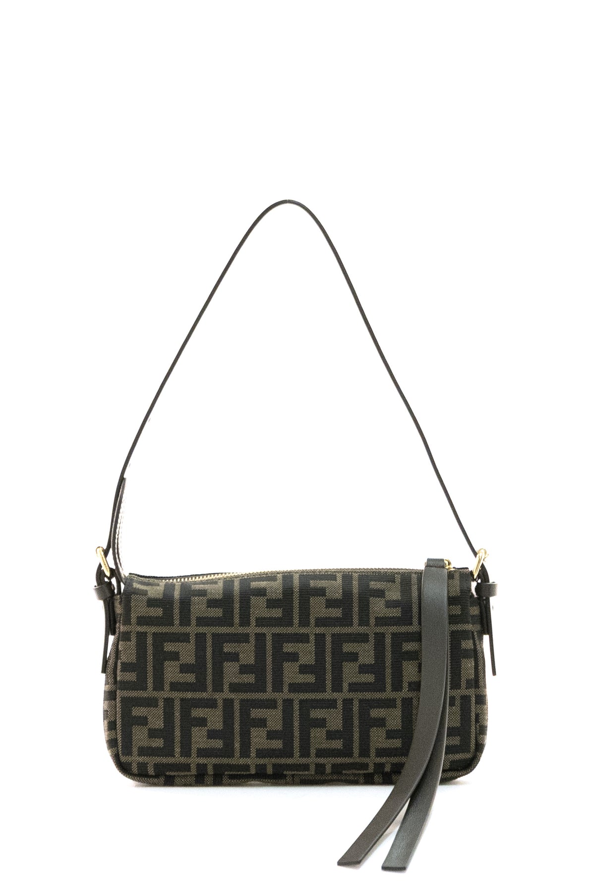 FENDI Small Zip-Top Fabric Pouch, Brown
