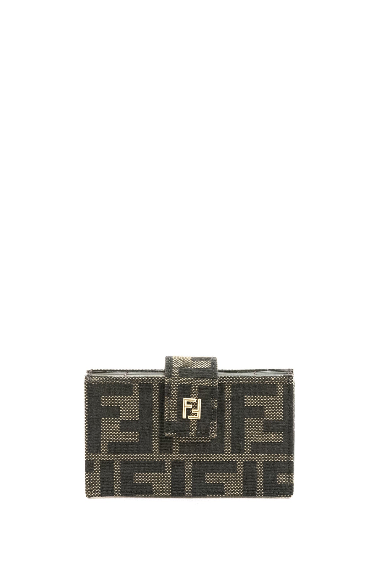FENDI Brown FF Zucca jacquard card holder, Marrone