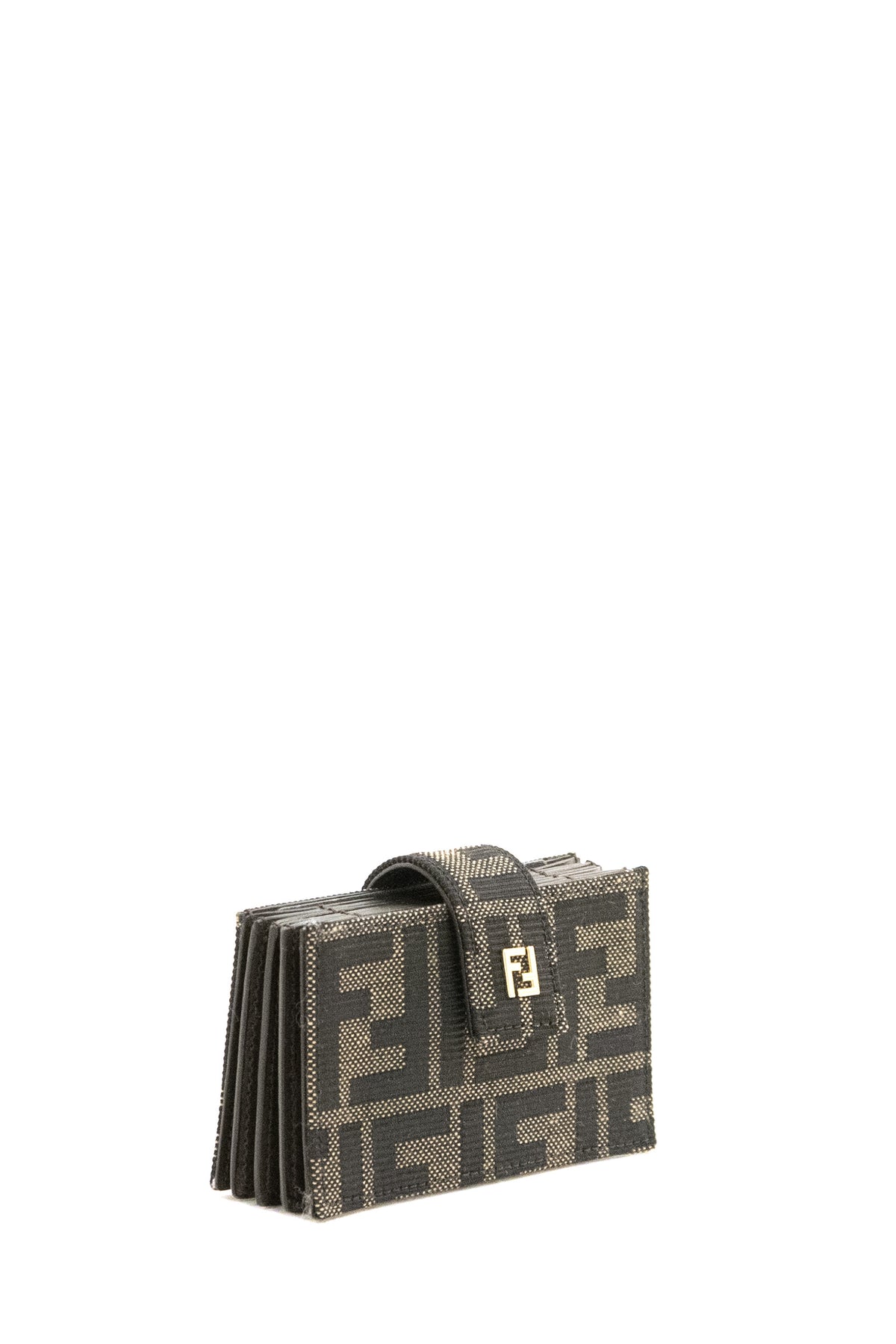 FENDI Brown FF Zucca jacquard card holder, Marrone, view 2