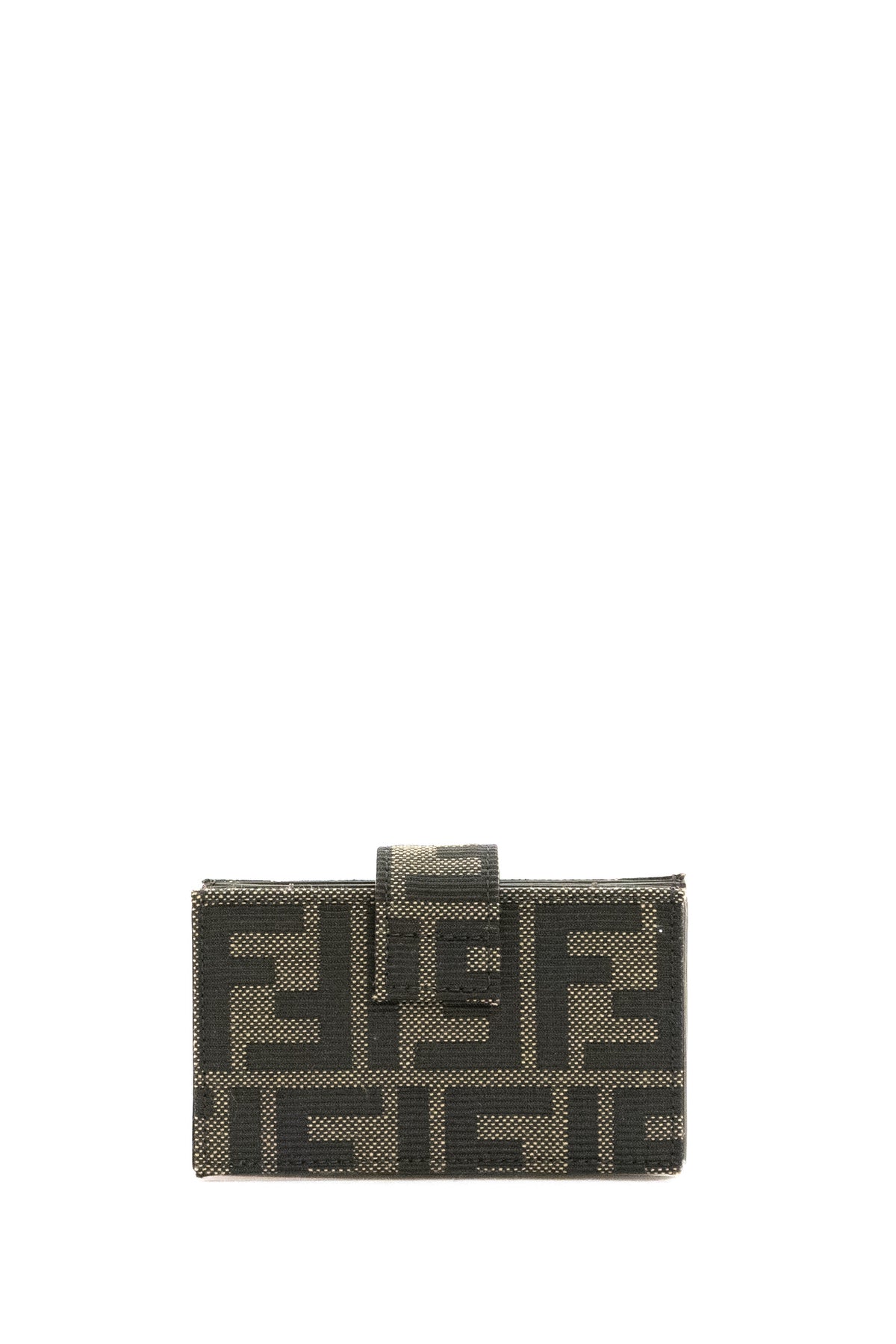 FENDI Brown FF Zucca jacquard card holder, Marrone, view 3