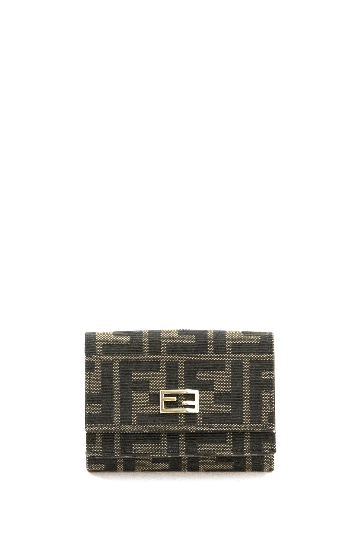 FENDI Brown FF Zucca jacquard compact wallet, Marrone