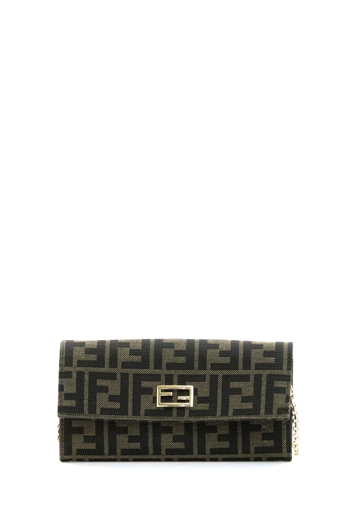 FENDI Continental Tube Fabric Wallet, Brown