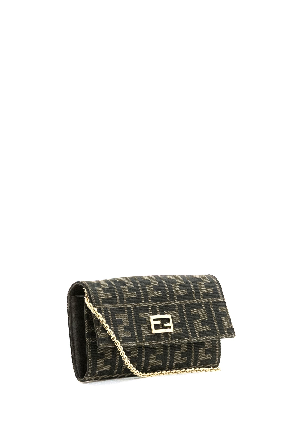 FENDI Continental Tube Fabric Wallet, Brown, view 2
