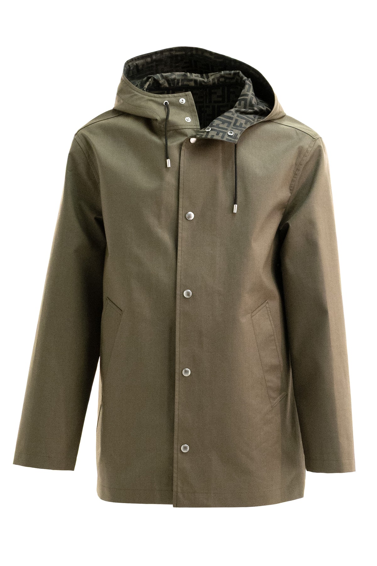 FENDI Olive green Mackintosh fabric parka, Marrone/verde
