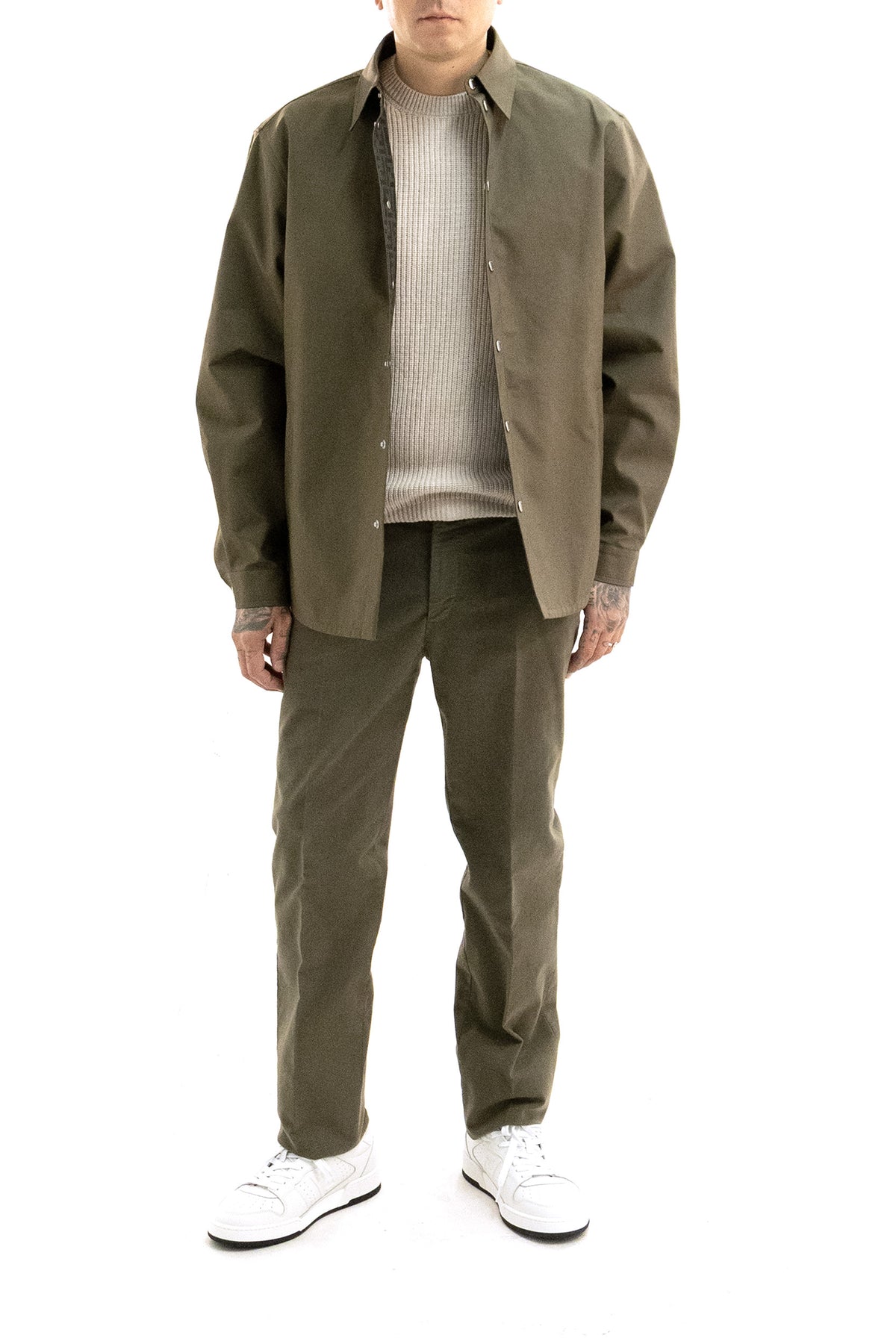 FENDI Olive green Mackintosh fabric blouson, Marrone/verde, view 2