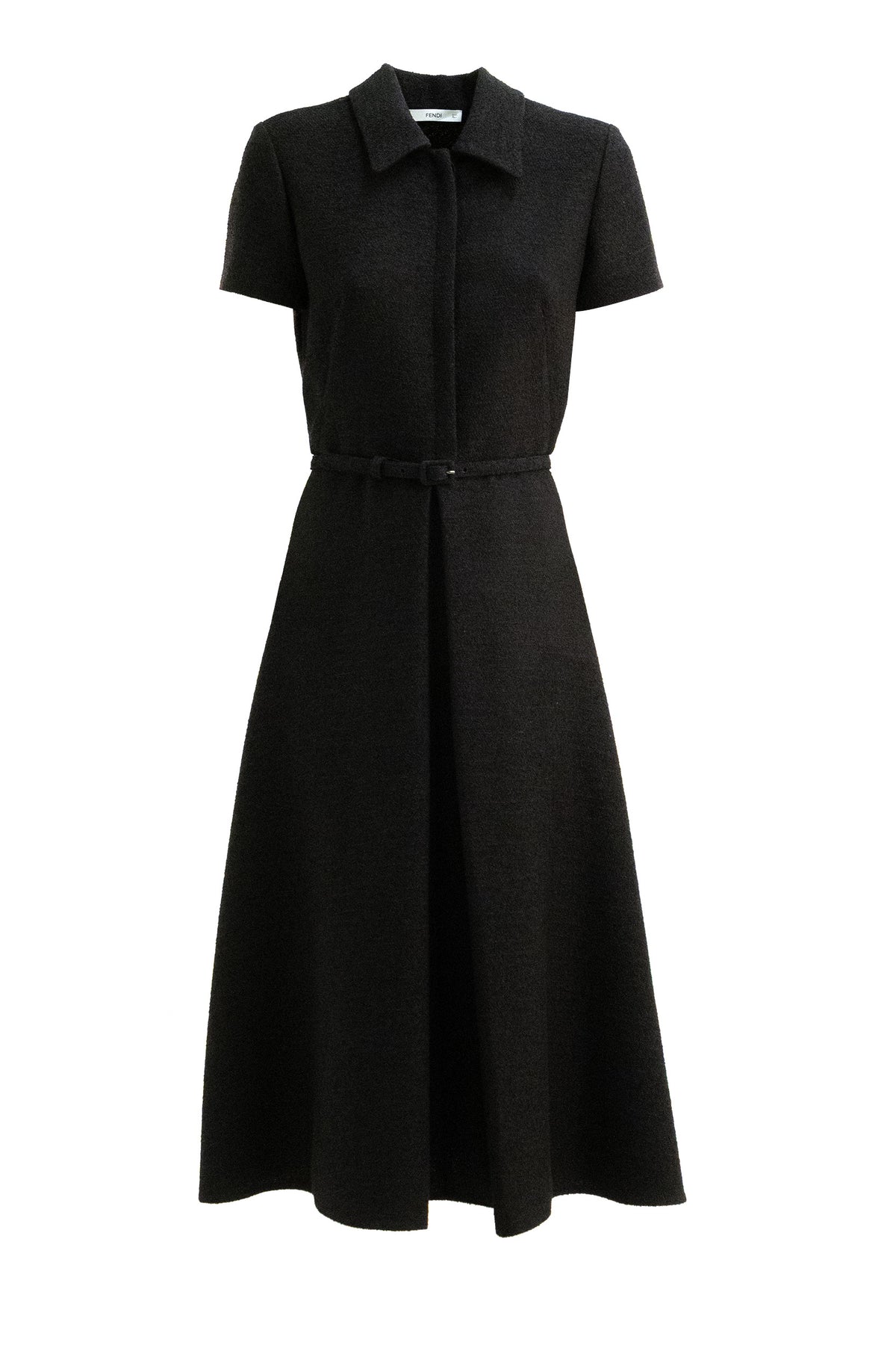 FENDI Black bouclé wool dress, Nero