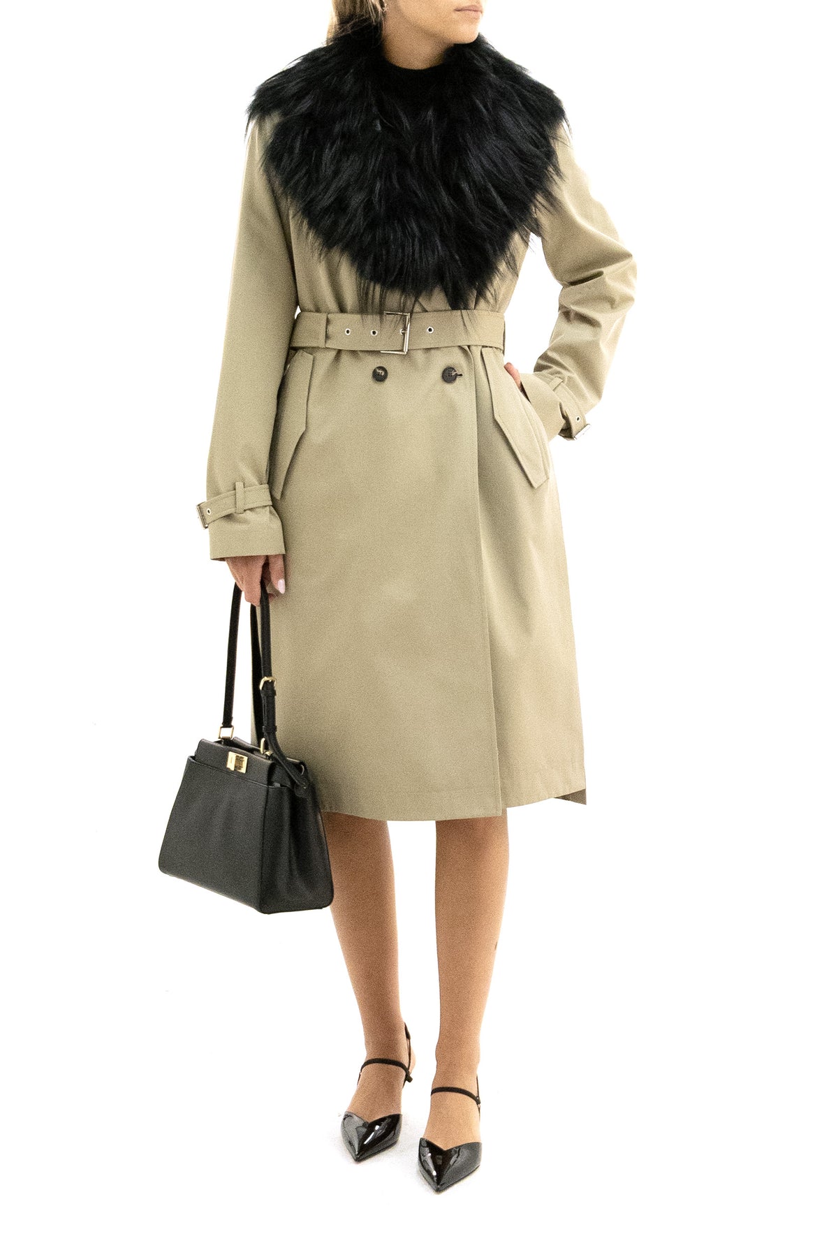 FENDI Beige double-breasted cotton trench coat, view 2