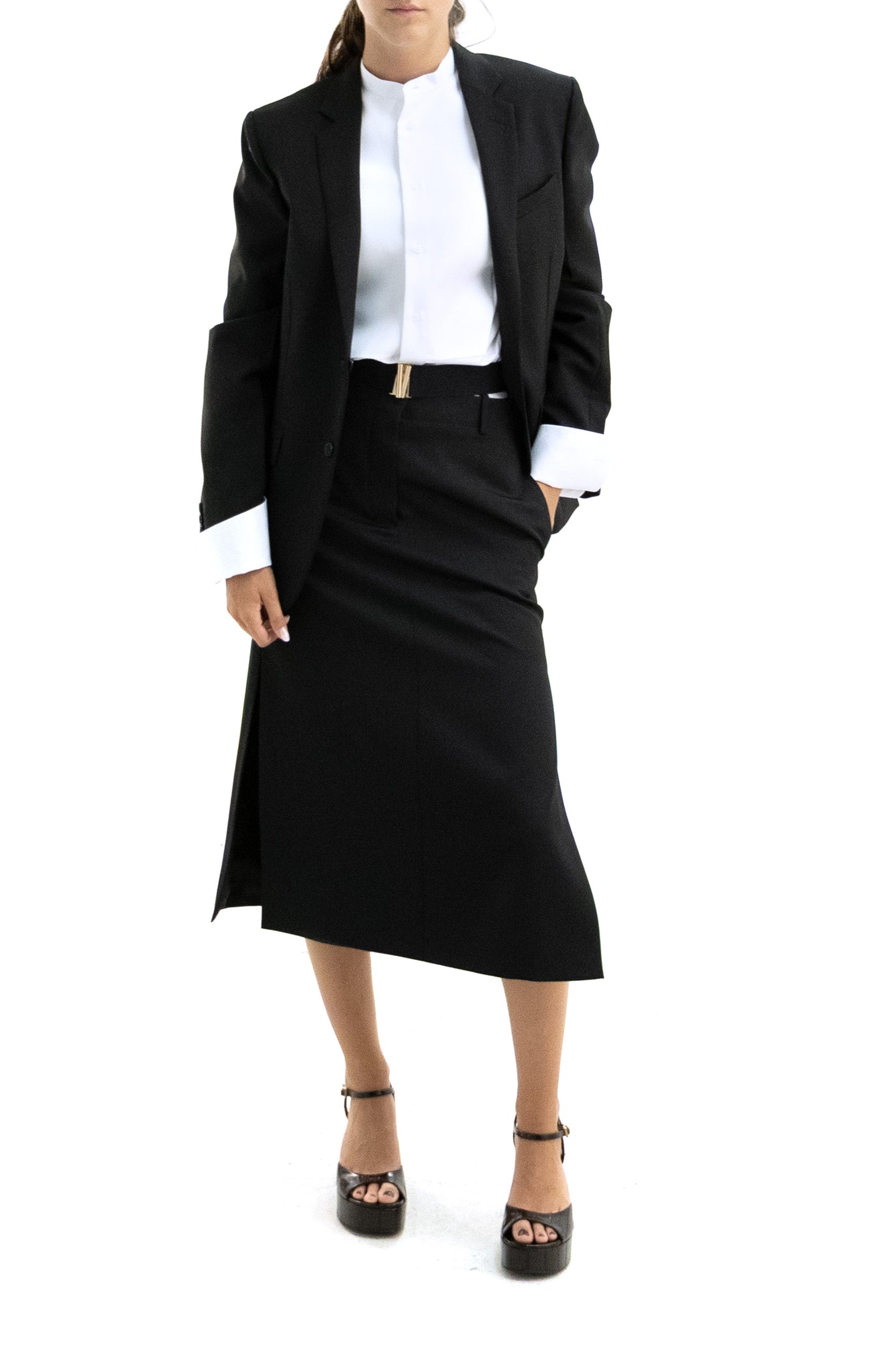 Giacca monopetto in kid mohair di colore nero<BR/> FJ7797 B1G1 F0QA1 FENDI 