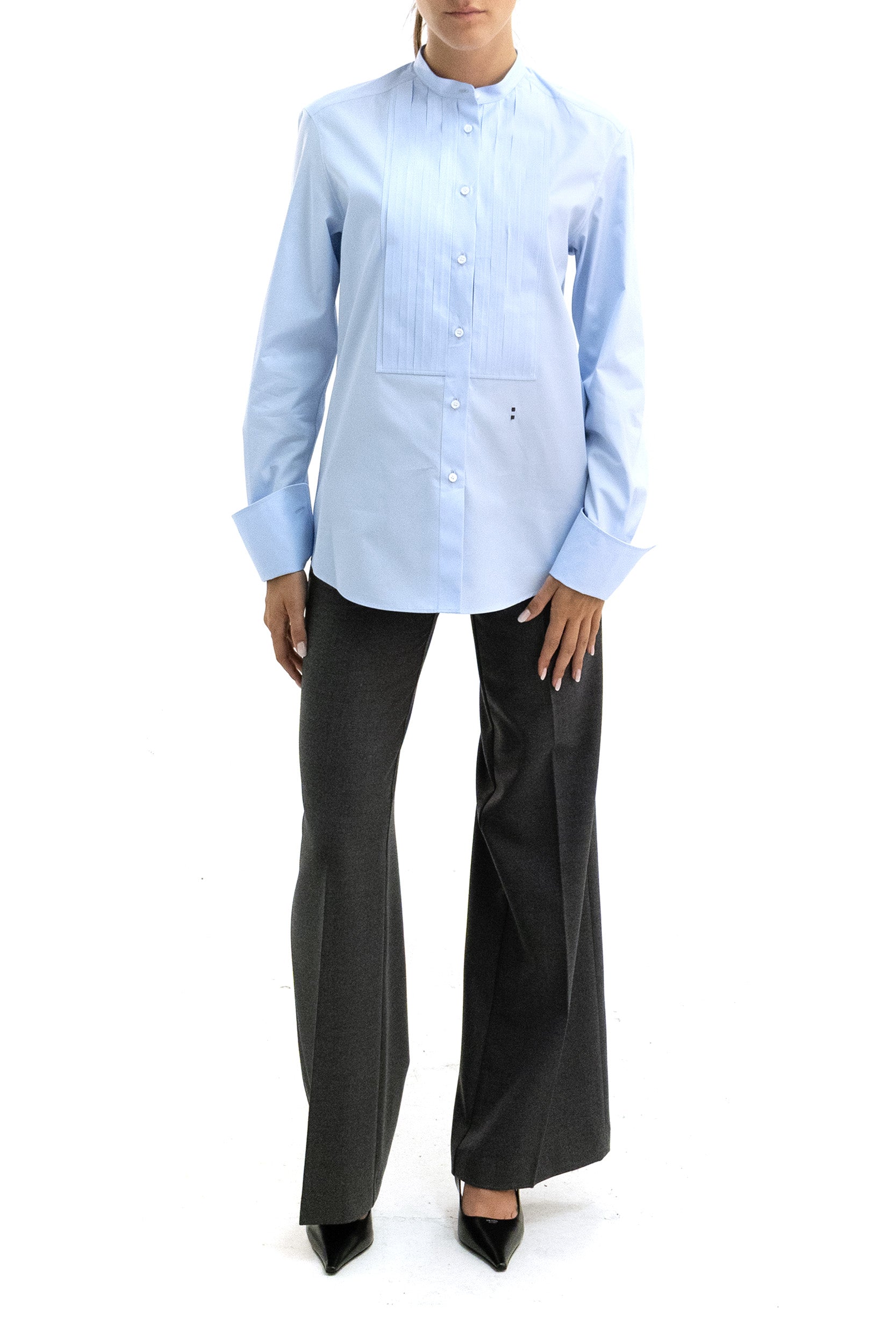 Camicia in popeline di colore azzurro<BR/> FS8391 AMVL F0QB5 FENDI 