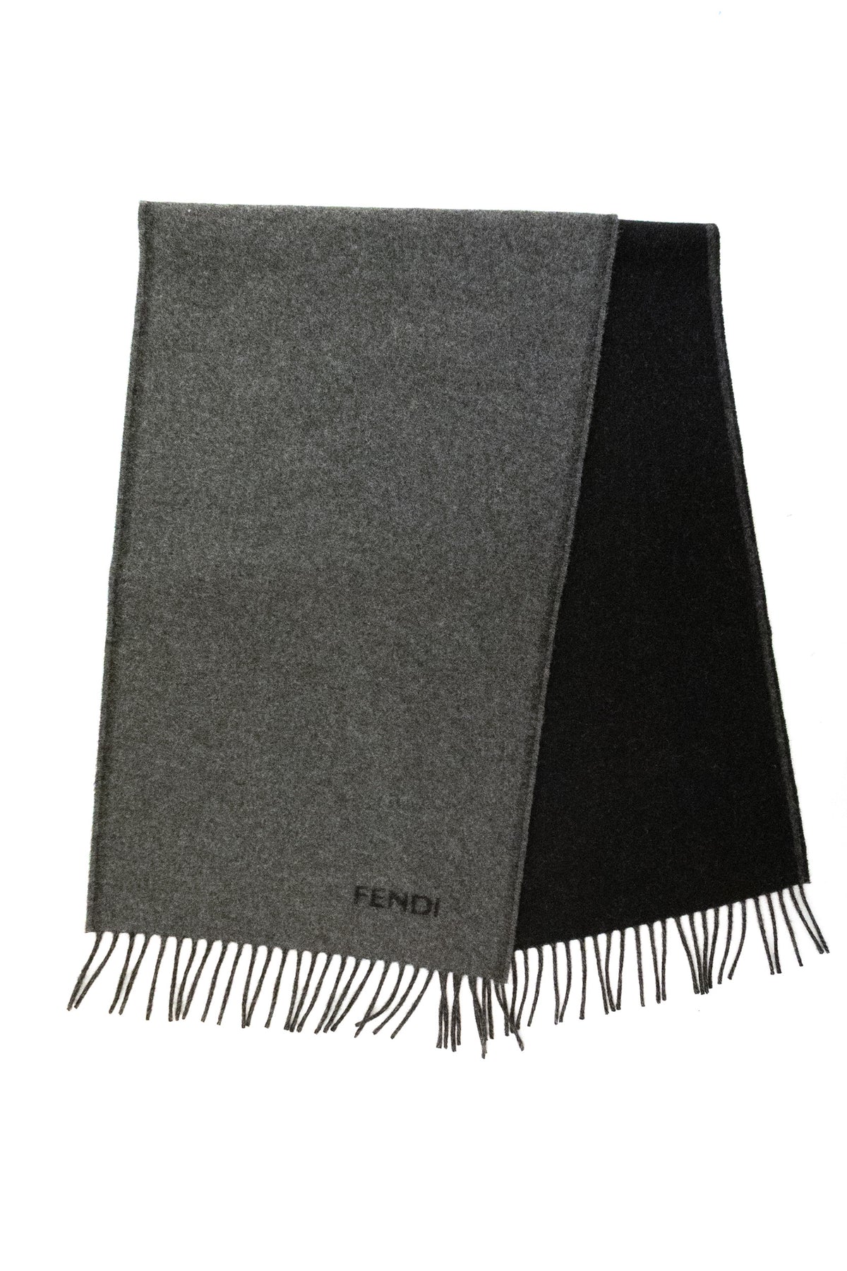 FENDI Sciarpa reversibile in cashmere di colore grigio, Grigio/nero, vista 3