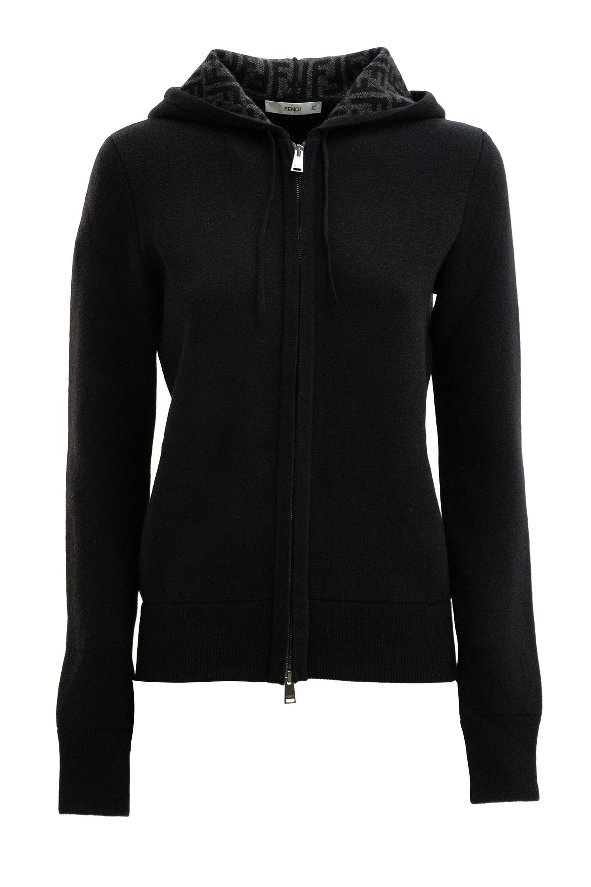 FENDI Cashmere Hoodie, Black/grey