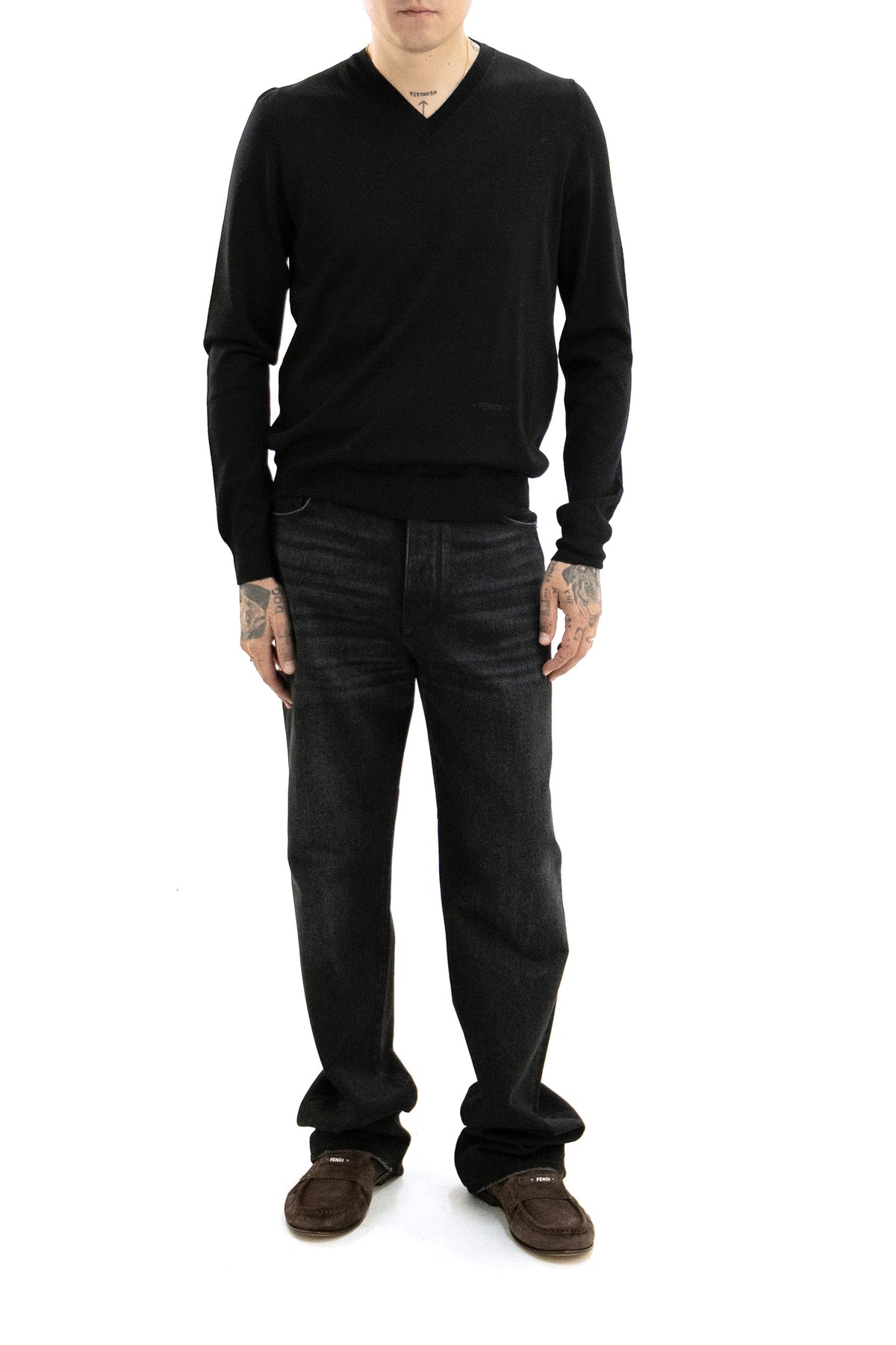 FENDI Black wool pullover, view 2