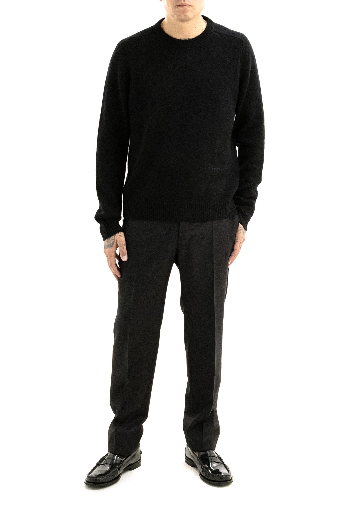 FENDI Pullover in cashmere di colore nero, vista 3