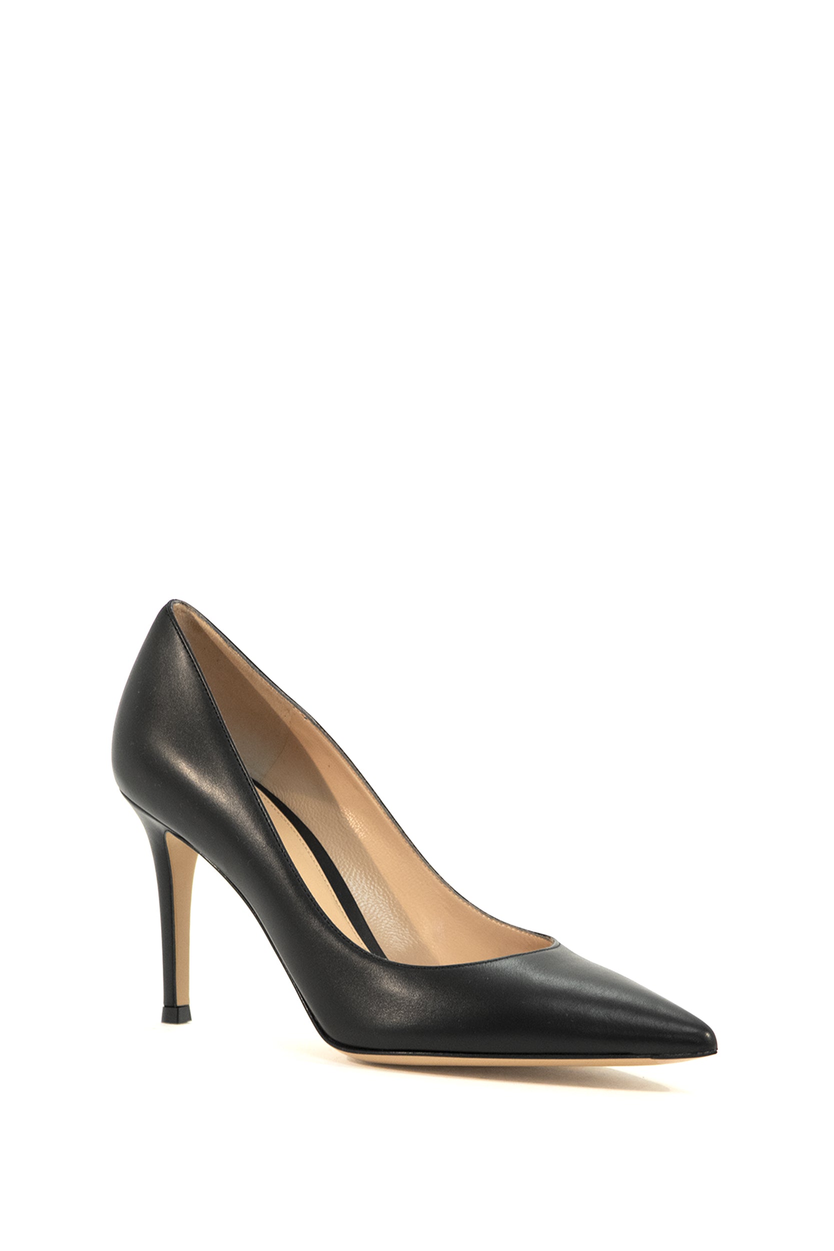 Décolleté Gianvito 85 in pelle di colore nero<BR/> G24580.85RIC.VITNERO BLACK GIANVITO ROSSI 